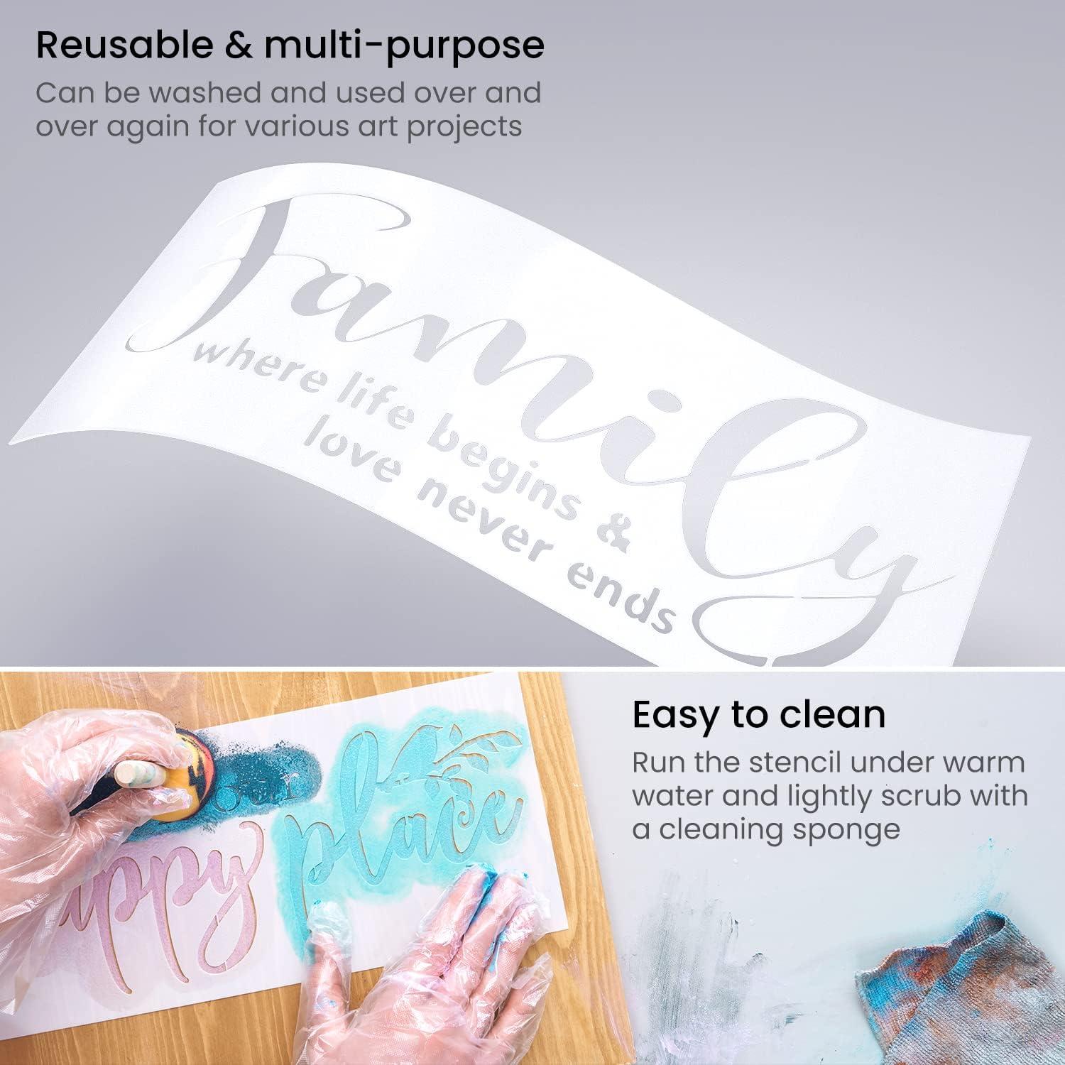 Arteza Stencils for Painting, 12 Unique Holiday Designs, 15.9 x 13.78 Inches, Thick Plastic Holiday Stencils, Art Supplies for Christmas Parties, Family Activities(Holiday Designs)