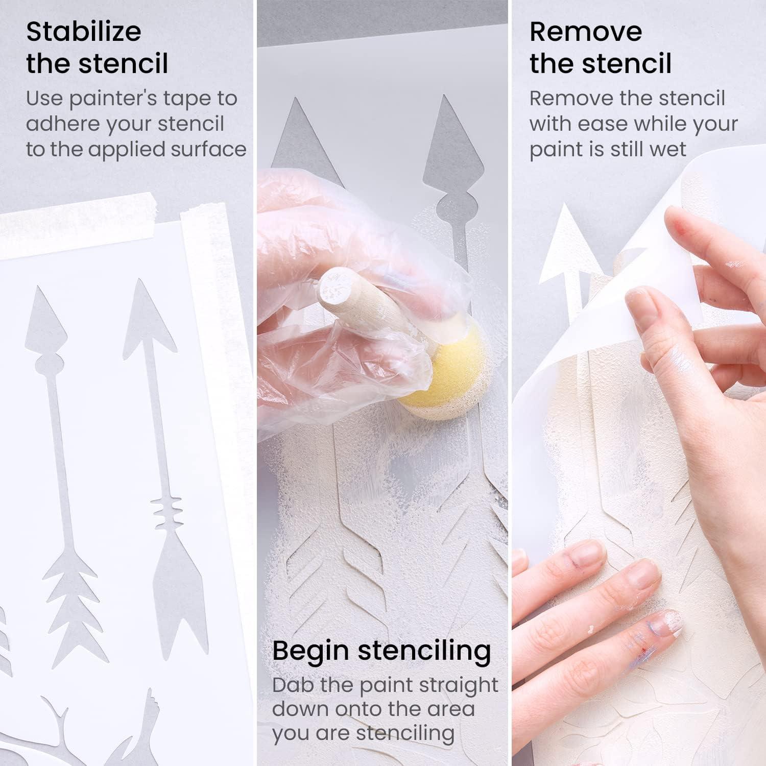 Arteza Stencils for Painting, 12 Unique Holiday Designs, 15.9 x 13.78 Inches, Thick Plastic Holiday Stencils, Art Supplies for Christmas Parties, Family Activities(Holiday Designs)