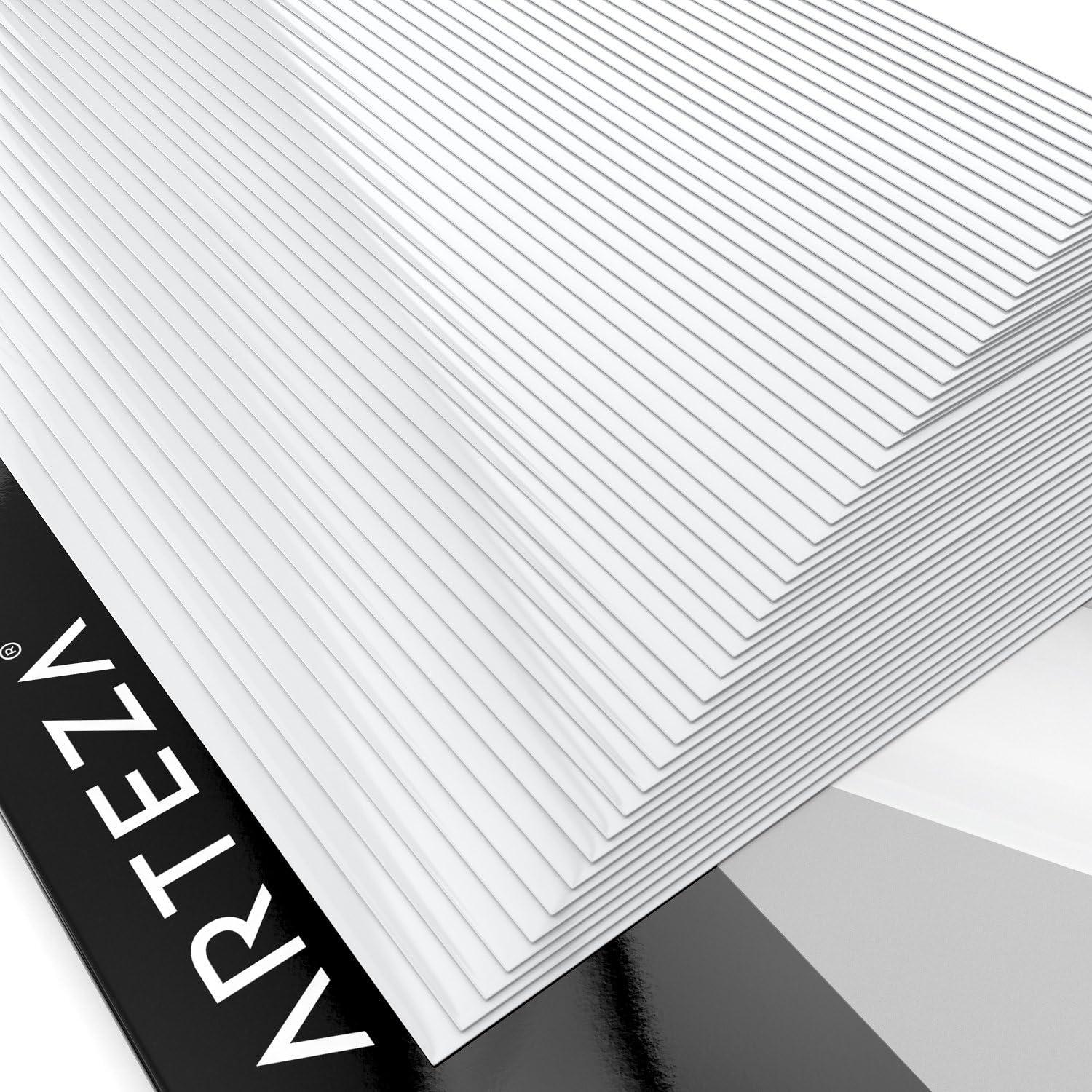 ARTEZA Self Adhesive Vinyl Sheets, 12 x 12 Inches, Pack of 50, Glossy White, Waterproof and Easy to Weed and Cut, SAV for DIY Projects