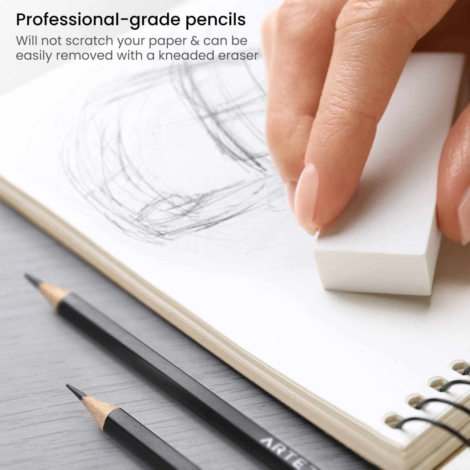 ARTEZA Drawing Sketch Pencils, Set of 12, Medium Hardness (6B – 4H), Graphite Pencils for Sketching and Drawing
