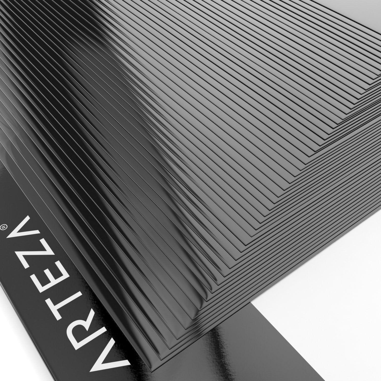 Arteza Self Adhesive Vinyl Sheets, 12″x12″, Glossy Black, Pack of 50, Waterproof and Easy to Weed & Cut, for Indoor & Outdoor Projects, Compatible with Different Craft Cutters