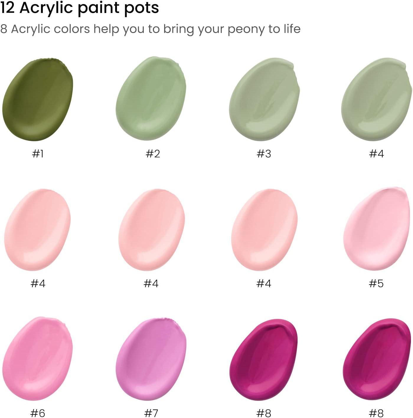 ARTEZA Paint by Numbers Kit, 12×16 Inches, 21 Pieces, Monstera Canvas Painting Kit, Canvas Panel, 12 Acrylic Paint Pots, 5 Paintbrushes, Art Supplies for a Meditative and Calming(Floral)