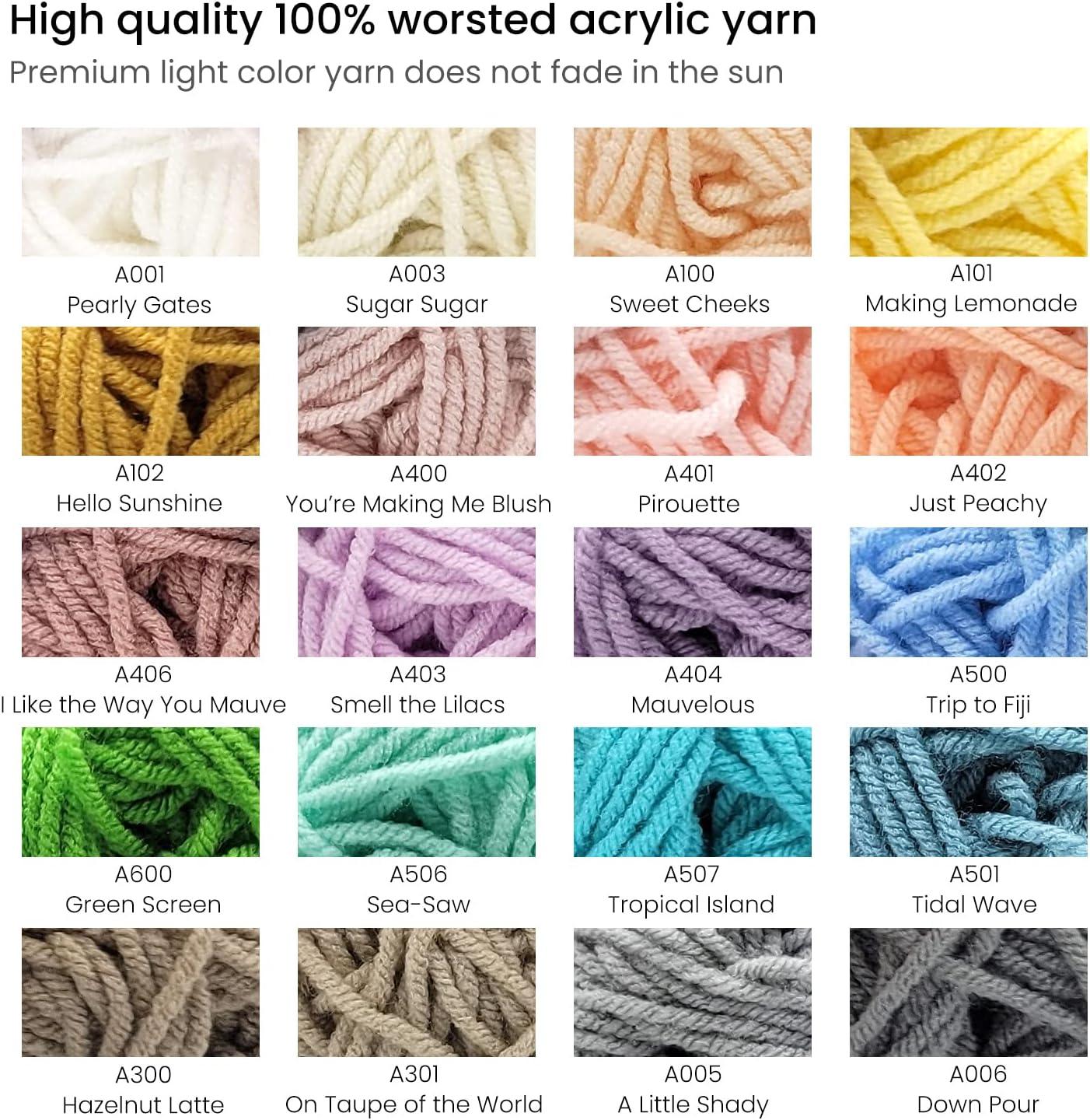 ARTEZA Acrylic Yarn for Crocheting, 4 x 200-g Skeins of Worsted Yarn for Knitting, Mossy A602, Knitting & Crochet Supplies(Light)
