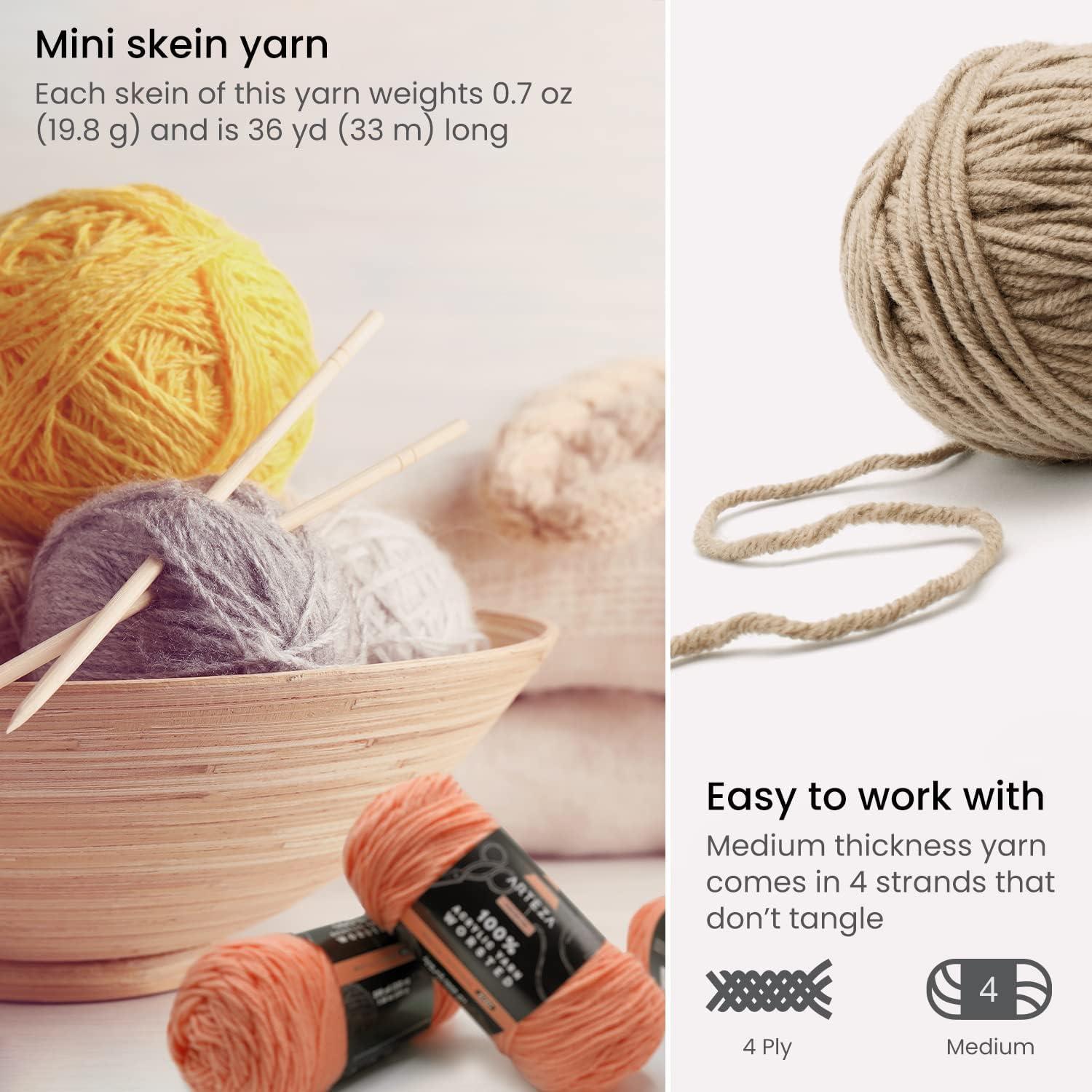 ARTEZA Acrylic Yarn for Crocheting, 4 x 200-g Skeins of Worsted Yarn for Knitting, Mossy A602, Knitting & Crochet Supplies(Light)