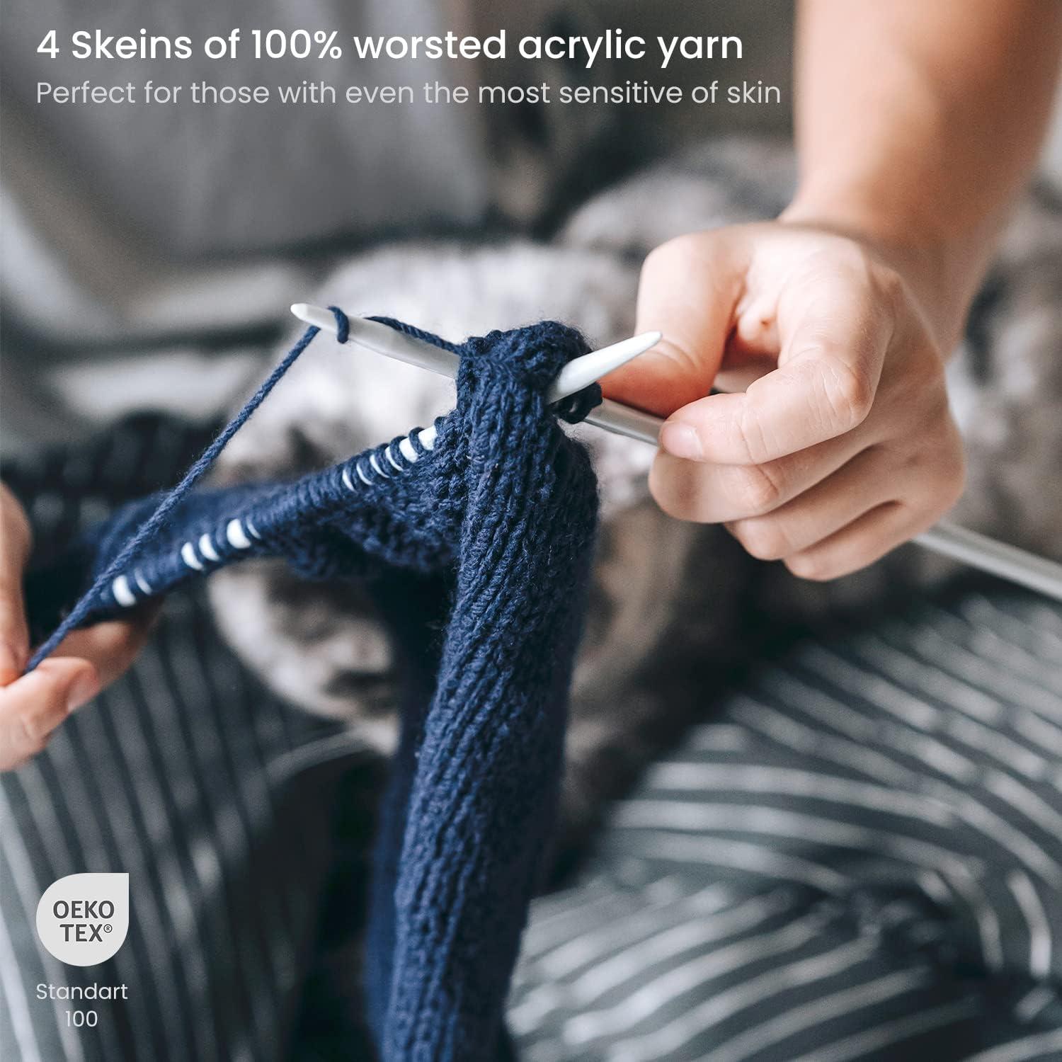 ARTEZA Acrylic Yarn for Crocheting, 4 x 200-g Skeins of Worsted Yarn for Knitting, Mossy A602, Knitting & Crochet Supplies(Ripped Jeans)