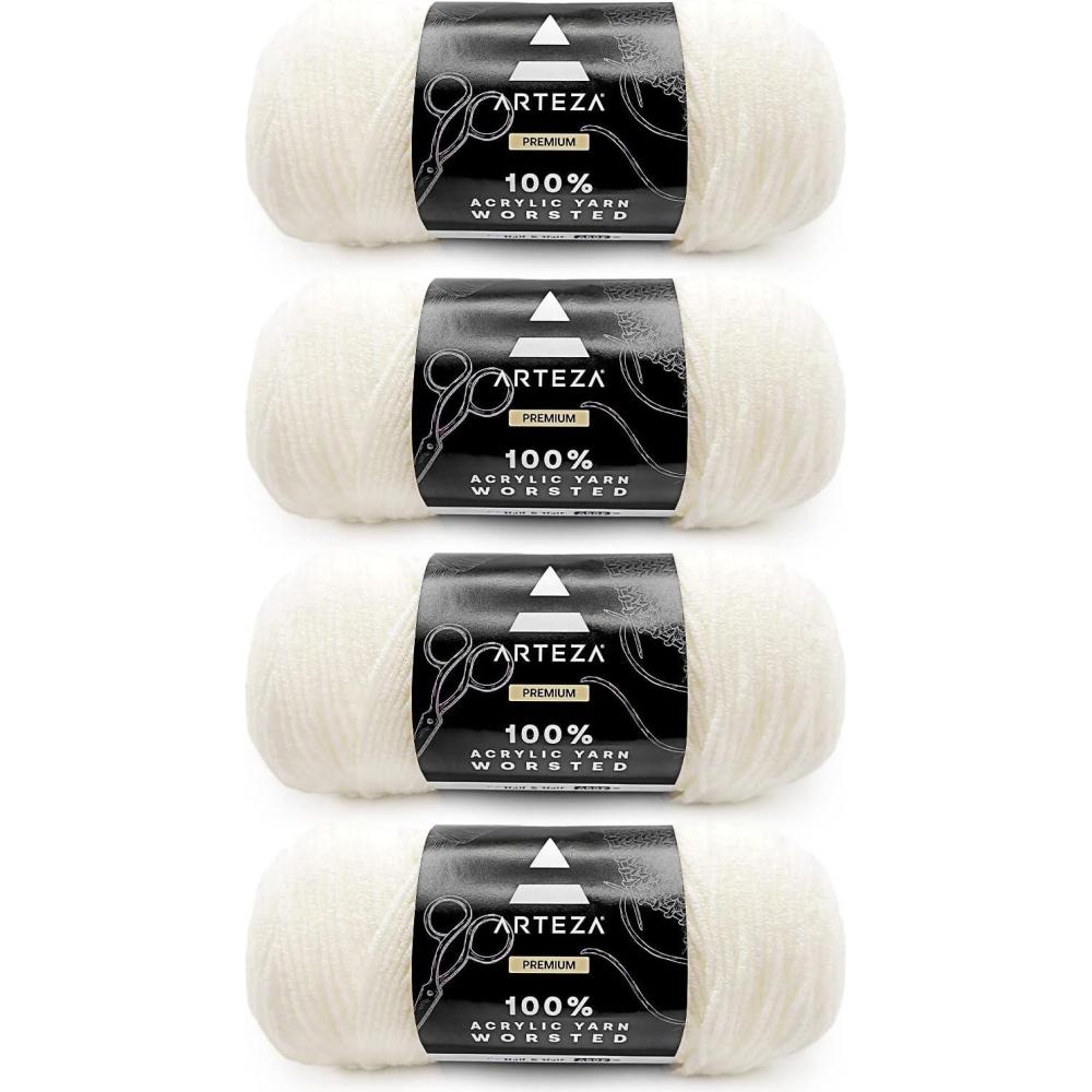 ARTEZA Acrylic Yarn for Crocheting, 4 x 200-g Skeins of Worsted Yarn for Knitting, Mossy A602, Knitting & Crochet Supplies(Half & Half)