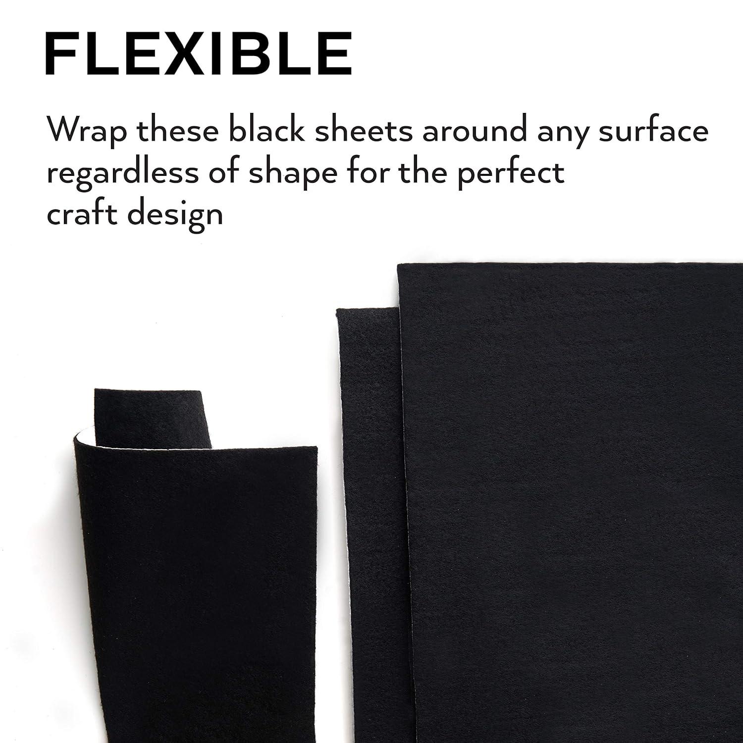 ARTEZA Black Craft Felt Sheets, 8.3 x 11.8 Inches, Set of 20, Stiff Non Woven Felt Fabric for Sewing and DIY Projects(20 Adhesive Squares)