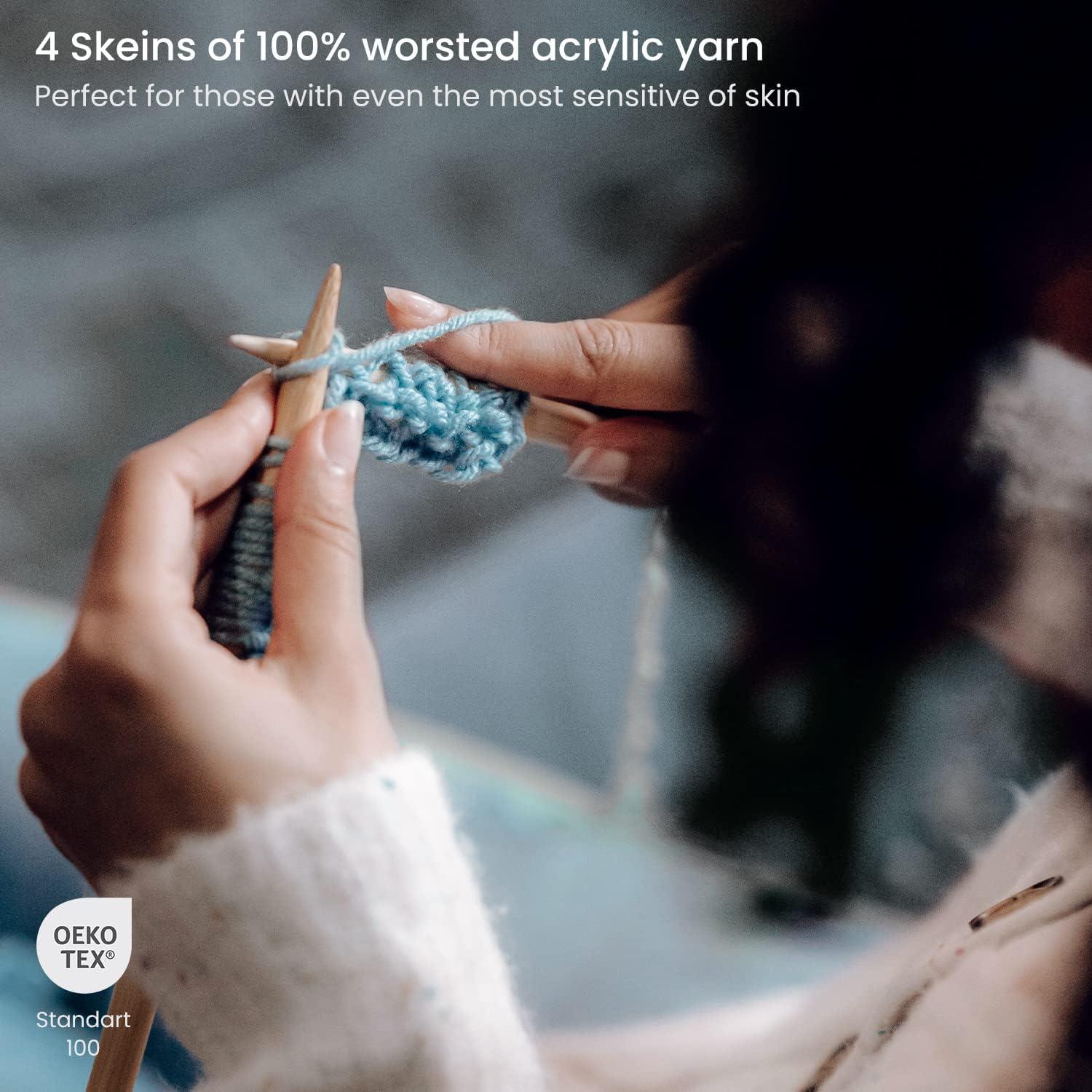 ARTEZA Acrylic Yarn for Crocheting, 4 x 200-g Skeins of Worsted Yarn for Knitting, Mossy A602, Knitting & Crochet Supplies(Trip to Fiji)