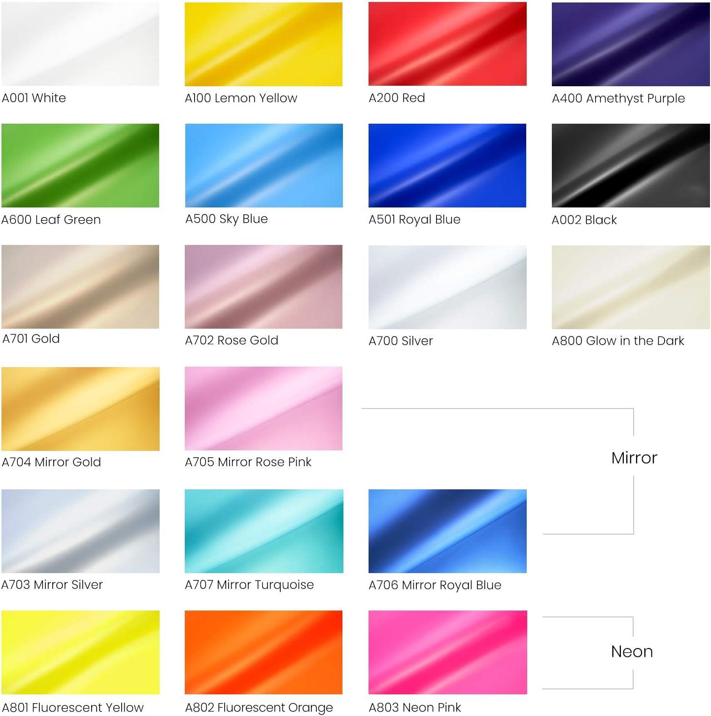 ARTEZA Heat Transfer Vinyl Sheets, 12 x 20 Inches, Pack of 20, Neon & Metallic, Flexible and Easy to Weed, HTV for DIY Projects