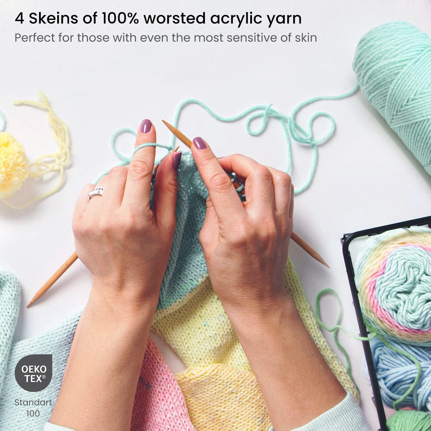 ARTEZA Acrylic Yarn for Crocheting, 4 x 200-g Skeins of Worsted Yarn for Knitting, Mossy A602, Knitting & Crochet Supplies(Sea-Saw)