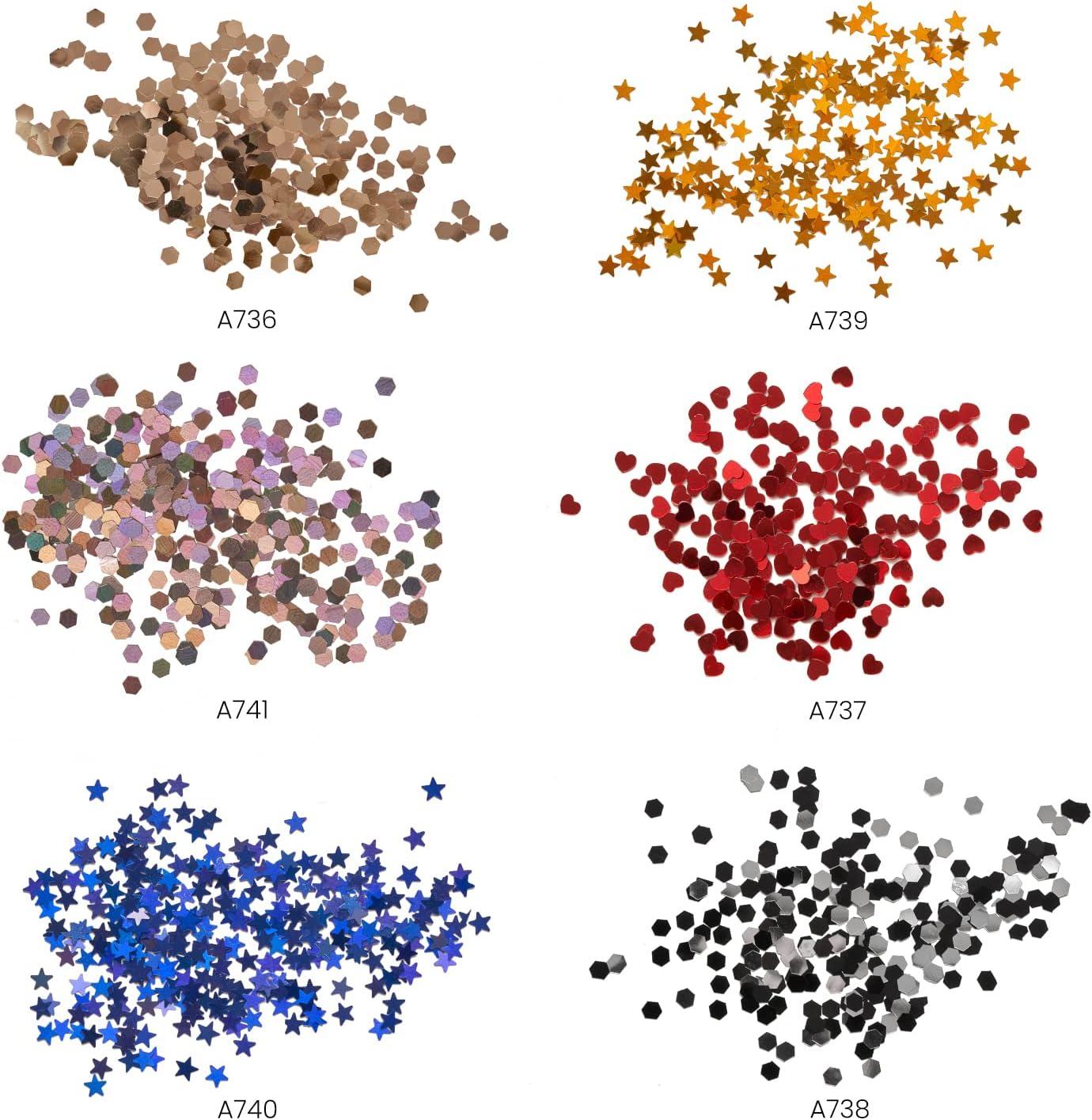 Arteza Glitter Shapes, Set of 6, Glitter for Resin in 0.9-oz Bottles, Glue, Acrylic Paint, Arts and Crafts Supplies for Creating School Projects, DIY Projects, and Holiday Art , Red(Shapes)