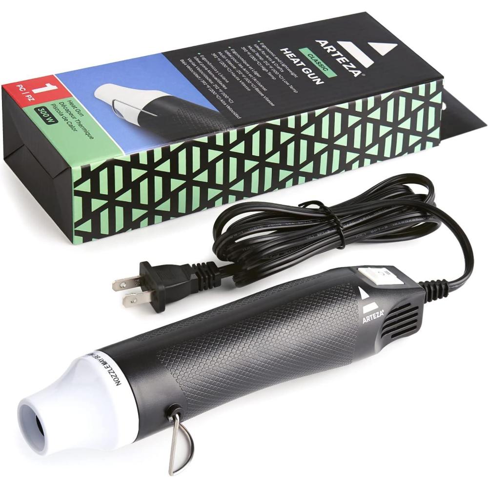 ARTEZA Mini Heat Gun for Crafts, 300W, 212–392° Fahrenheit, Ergonomic Lightweight Hot Air Gun for Embossing, Pouring, Drying Resin