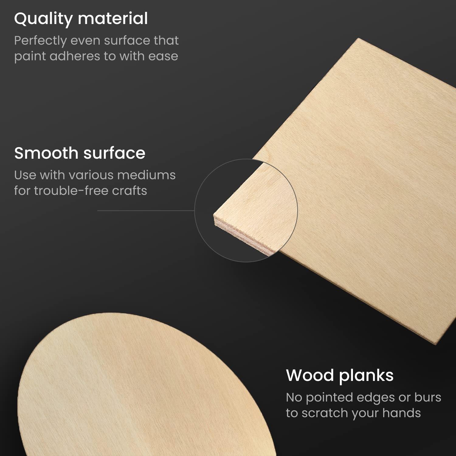 ARTEZA MDF Wood Slices, Set of 10, 5 x 11.8-Inch Circles and 5 x 9.05-Inch Squares, Unfinished Wooden Pieces for DIY Craft and Art Projects(10 Pieces)