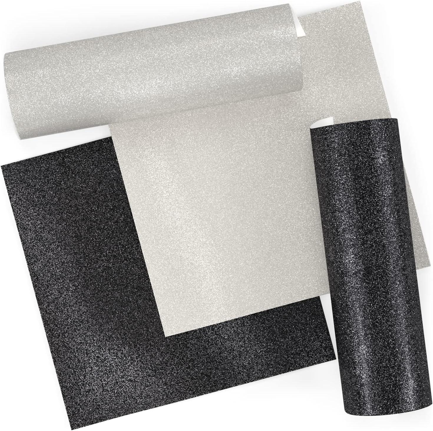Arteza Glitter Paper, 24 Sheets, 12 x 12 Inches, Gold and Silver Scrapbook Paper, Arts and Crafts Supplies for Holiday Decor, Decoupage, and DIY Projects(White & Black)