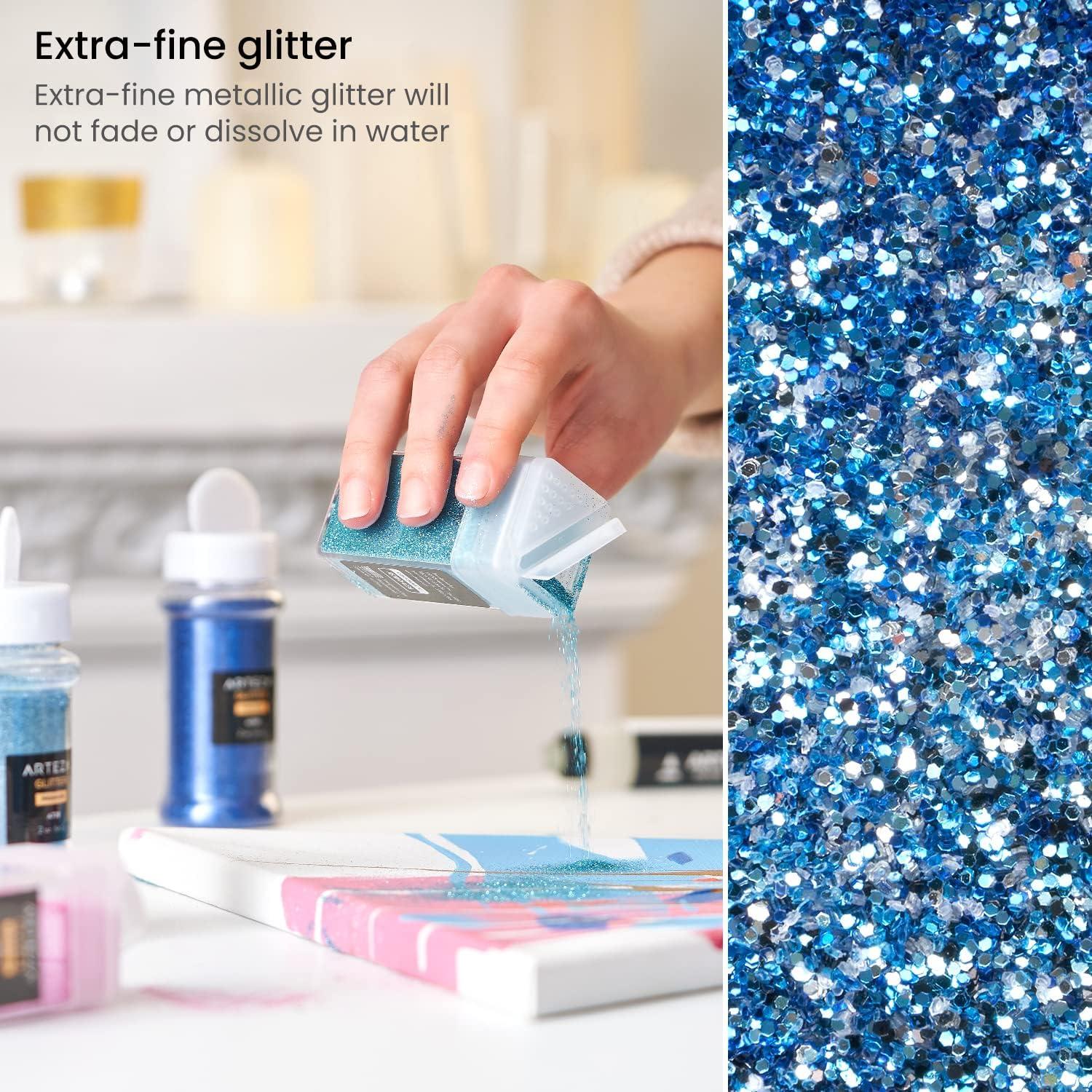 Arteza Fine Glitter Set, 6 x 2-oz Bottles, Ocean-Toned Glitter for Resin, Glue, Acrylic Paint, Arts and Crafts Supplies for Creating DIY Projects and Holiday Art(Ocean Colors)