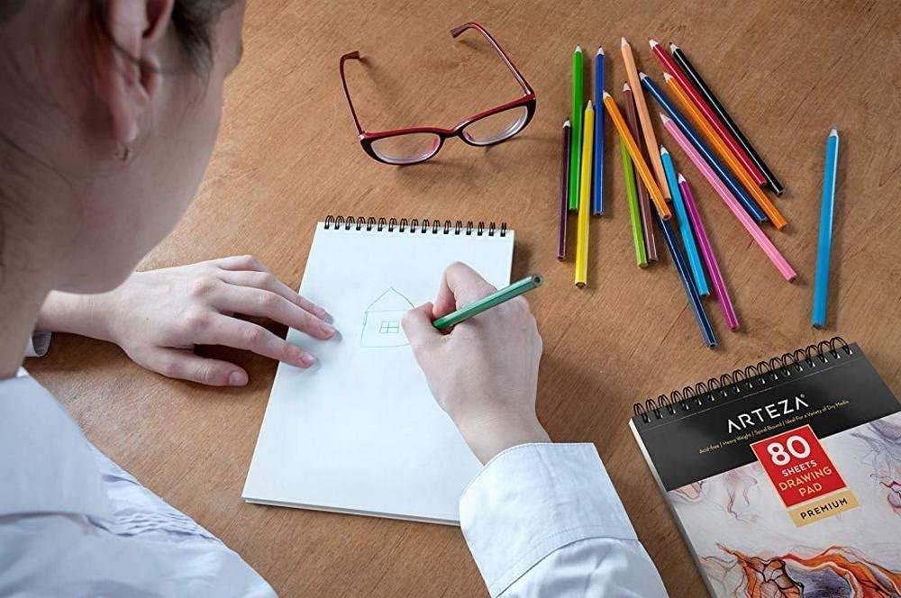 ARTEZA Artist Sketch Pad, 9×12 Inches – 2-Pack, 80 Spiral-Bound Sheets Each, Acid-Free 80 lb White Paper for Sketching, Drawing & Daily Art Practice(9″x12″ (Pack of 2))