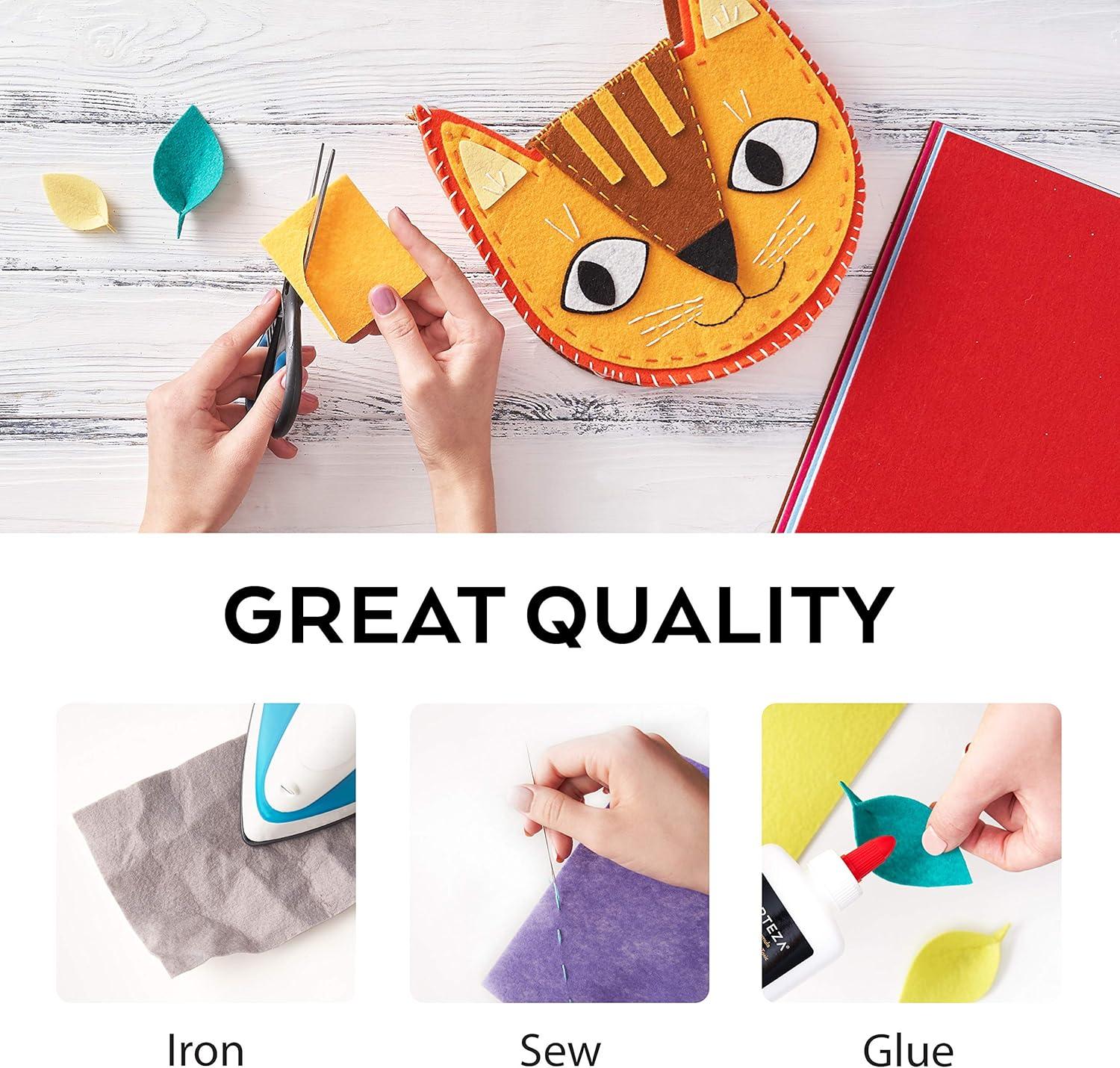 ARTEZA Craft Felt Sheets, 8.3 x 11.8 Inches, Set of 50, Assorted Colors, Stiff Non Woven Felt Fabric for Sewing and DIY Projects
