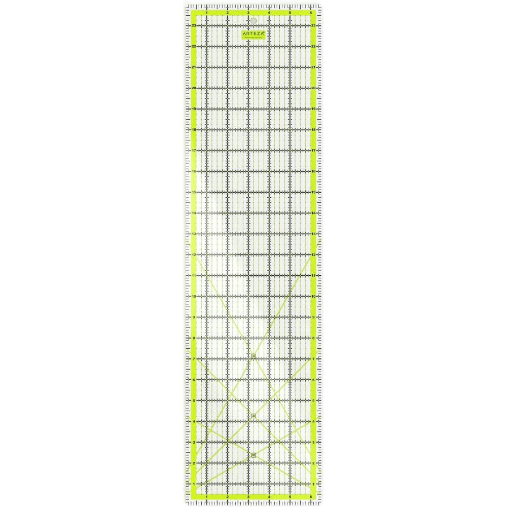ARTEZA Quilting Ruler, Laser Cut Acrylic, Double Colored Grid Lines, 6″x6″(6.5 x 24)