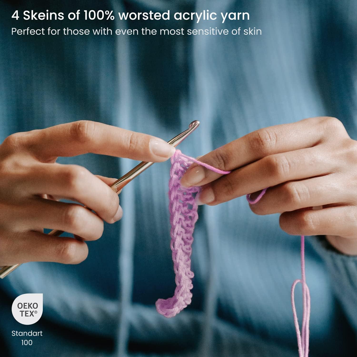 ARTEZA Acrylic Yarn for Crocheting, 4 x 200-g Skeins of Worsted Yarn for Knitting, Mossy A602, Knitting & Crochet Supplies(Smell the Lilacs)