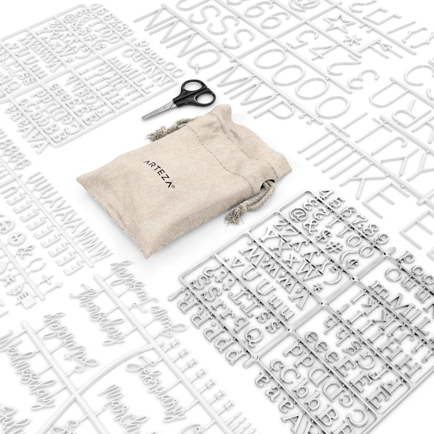 Arteza Gray Felt Letter Board Set, 10×10 Inches, With 526 Changeable Letters, 164 Symbols, 33 Cursive Words, Wooden Stand, Scissors & Storage Bag, Message Board for Signs, Decor & Menus(Blue)