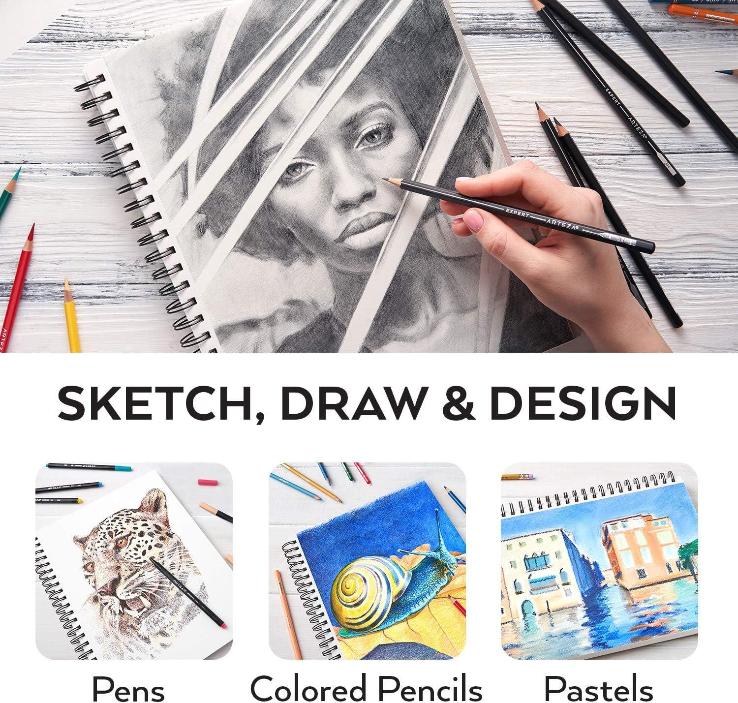 ARTEZA Sketch Book 2-Pack, 9×12 Inches – 200 Sheets, Spiral Bound, 68 lb Acid-Free Drawing Pad for Adults, Teens & Artists for Sketching(9X12 2)