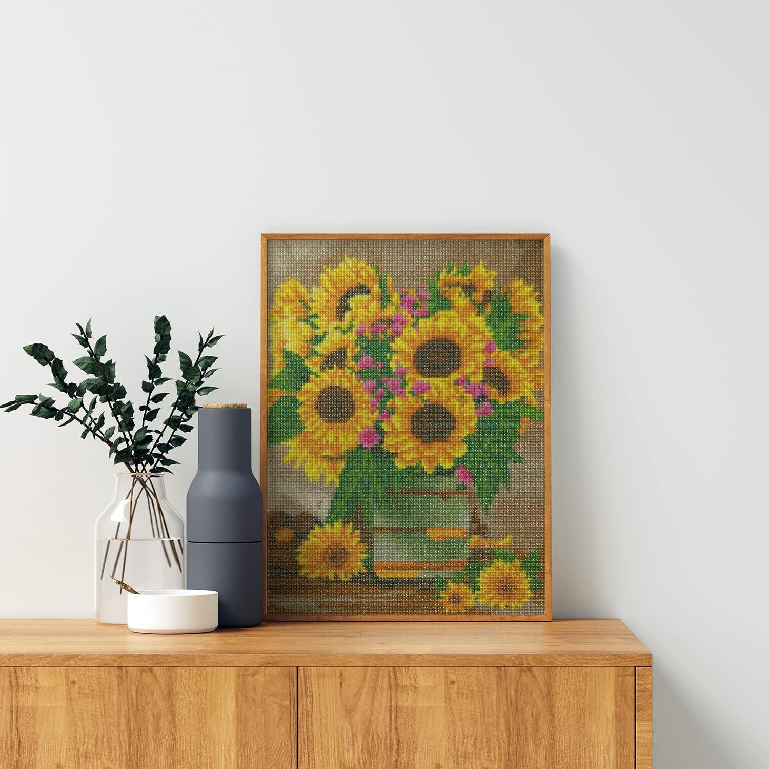 Arteza 5D Diamond Painting Kit, 2-Pack, Floral Designs, Full-Drill Diamond Art for Adults, 12 x 16 Inches Canvases, Round Rhinestones, & Painting Accessories, Bead Art Craft Supplies(Daisy and Sunflower)