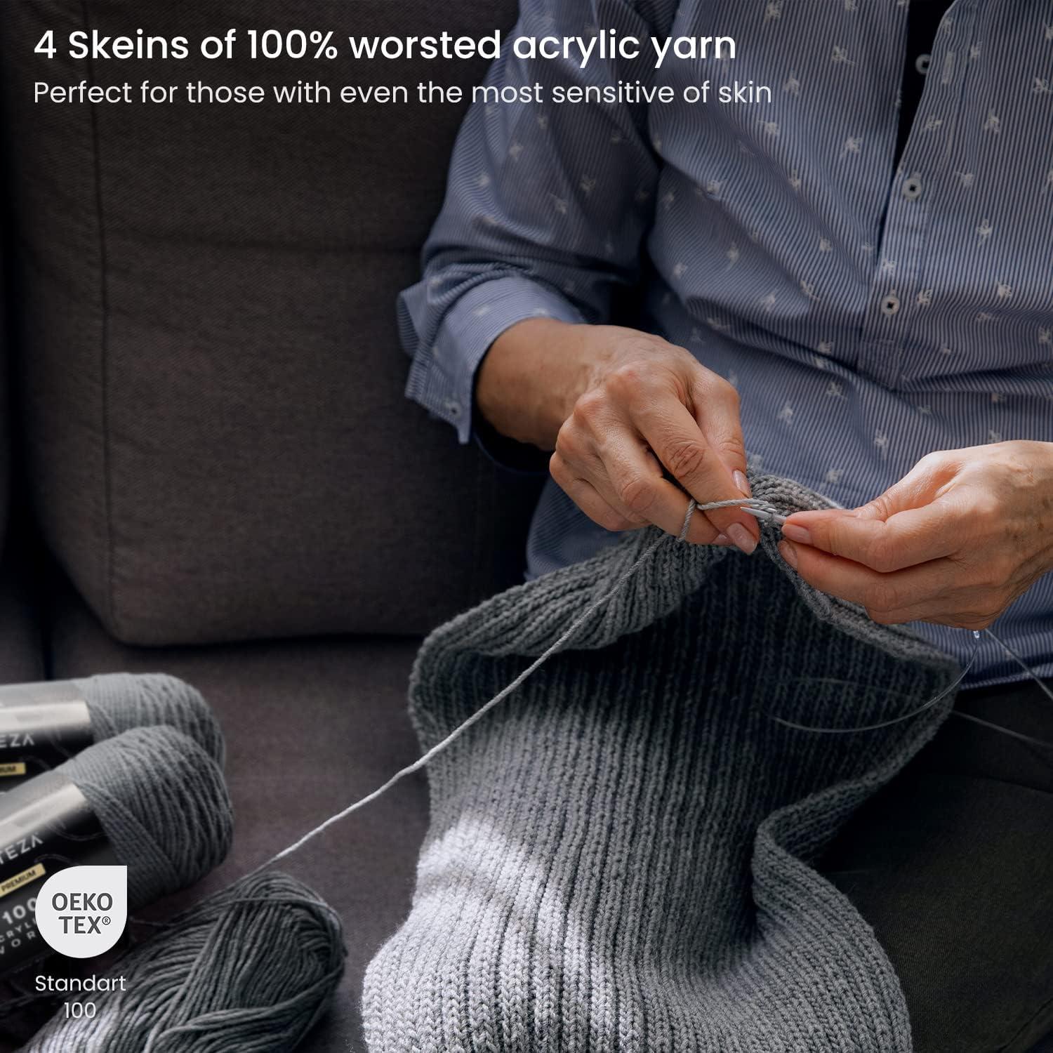 ARTEZA Acrylic Yarn for Crocheting, 4 x 200-g Skeins of Worsted Yarn for Knitting, Mossy A602, Knitting & Crochet Supplies(Very Shady)