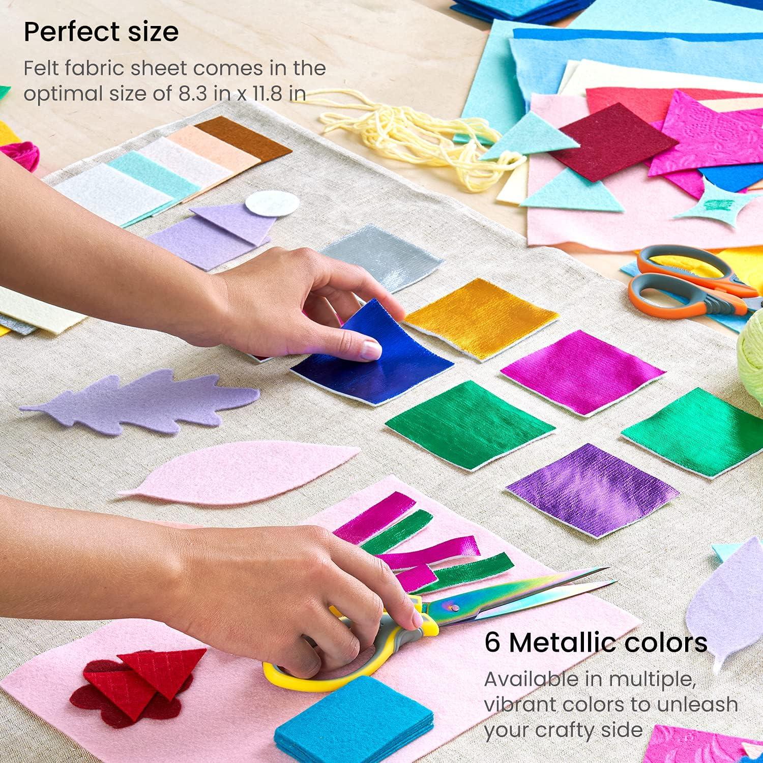 ARTEZA Craft Felt Sheets, 8.3 x 11.8 Inches, Set of 30, Metallic Assorted Colors, Stiff Non Woven Felt Fabric for Sewing and DIY Projects