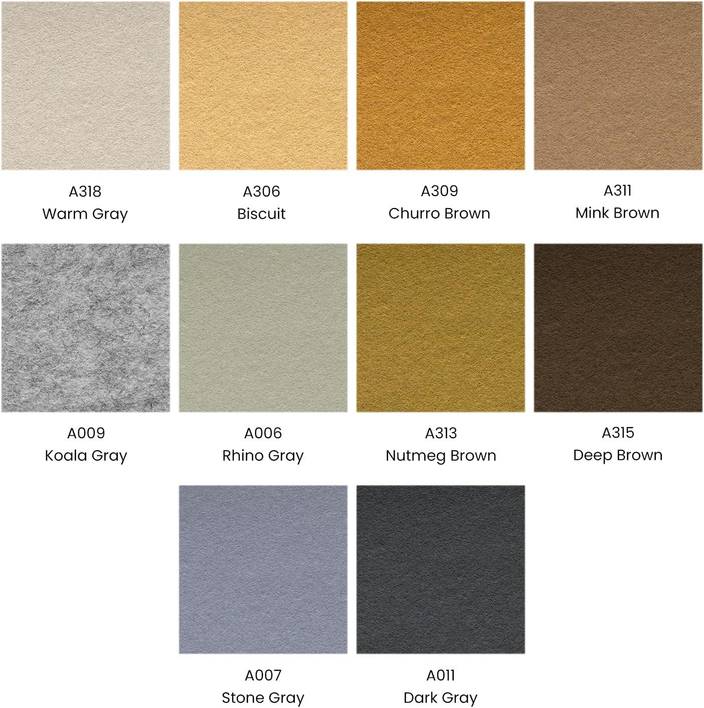Arteza Craft Felt Sheets, Set of 50, 8.3 x 11.8 inches, 10 Brown and Gray Tones, 20 Soft and 30 Stiff Non Woven Felt Fabric Squares, 1.5mm and 1.3mm Thick, Sewing Fabric for DIY Projects
