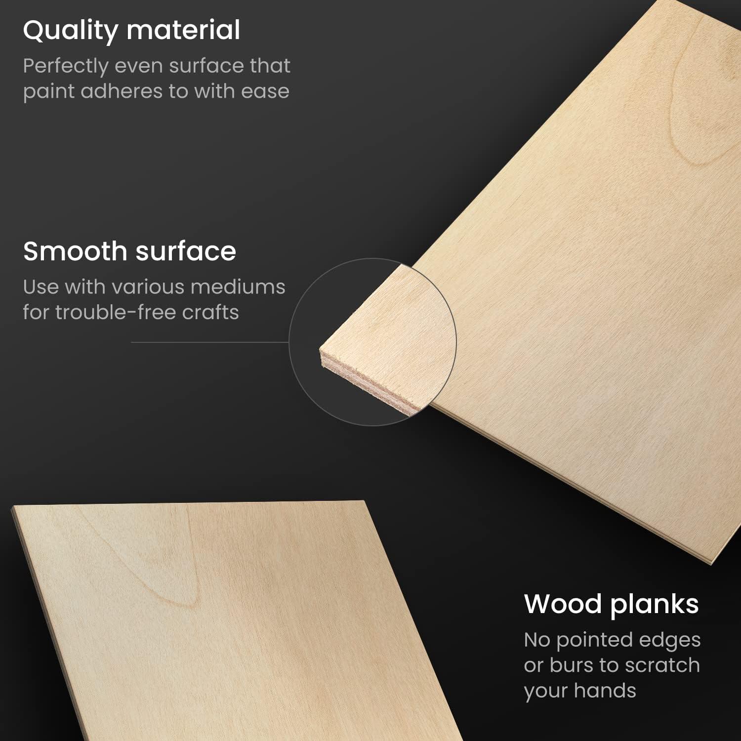 ARTEZA MDF Wood Slices, Set of 10, 5 x 11.8-Inch Circles and 5 x 9.05-Inch Squares, Unfinished Wooden Pieces for DIY Craft and Art Projects(6 Pieces)