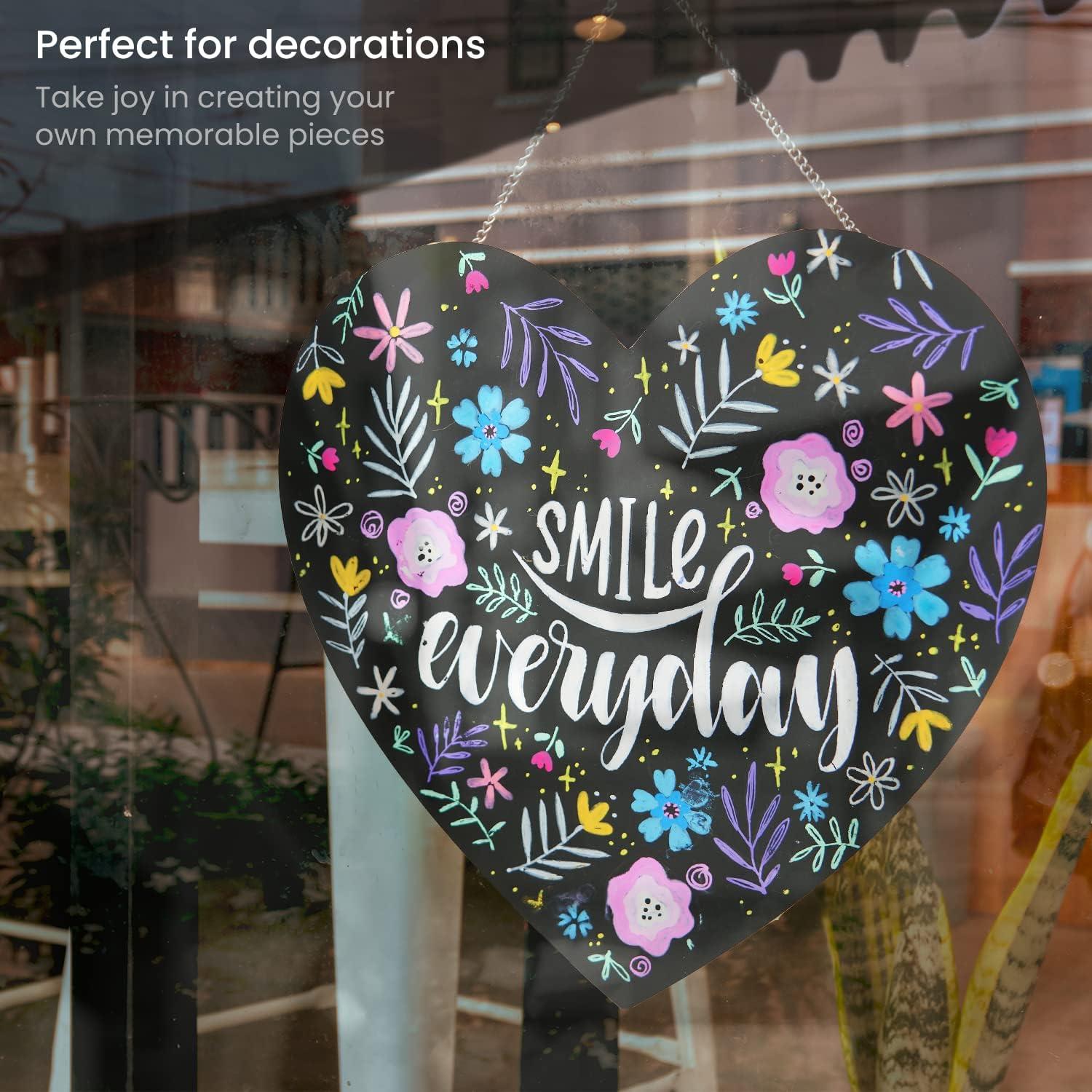 ARTEZA Chalkboard and Wooden Hearts, Set of 12, 11.6 x 11.8-Inch MDF Hearts and 11.6 x 11.4-Inch Chalkboard Hearts, Unfinished Wood Signs for DIY