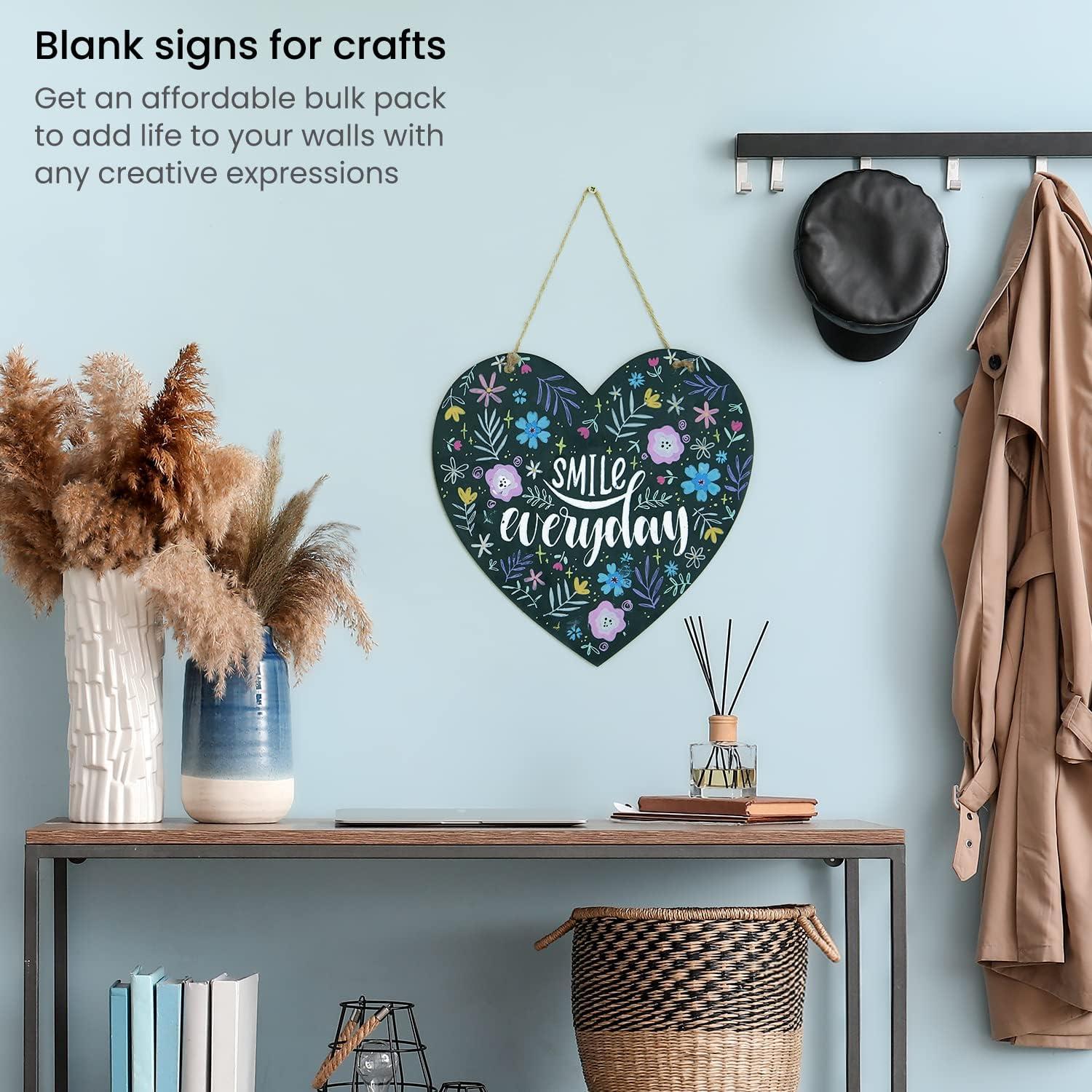 ARTEZA Chalkboard and Wooden Hearts, Set of 12, 11.6 x 11.8-Inch MDF Hearts and 11.6 x 11.4-Inch Chalkboard Hearts, Unfinished Wood Signs for DIY