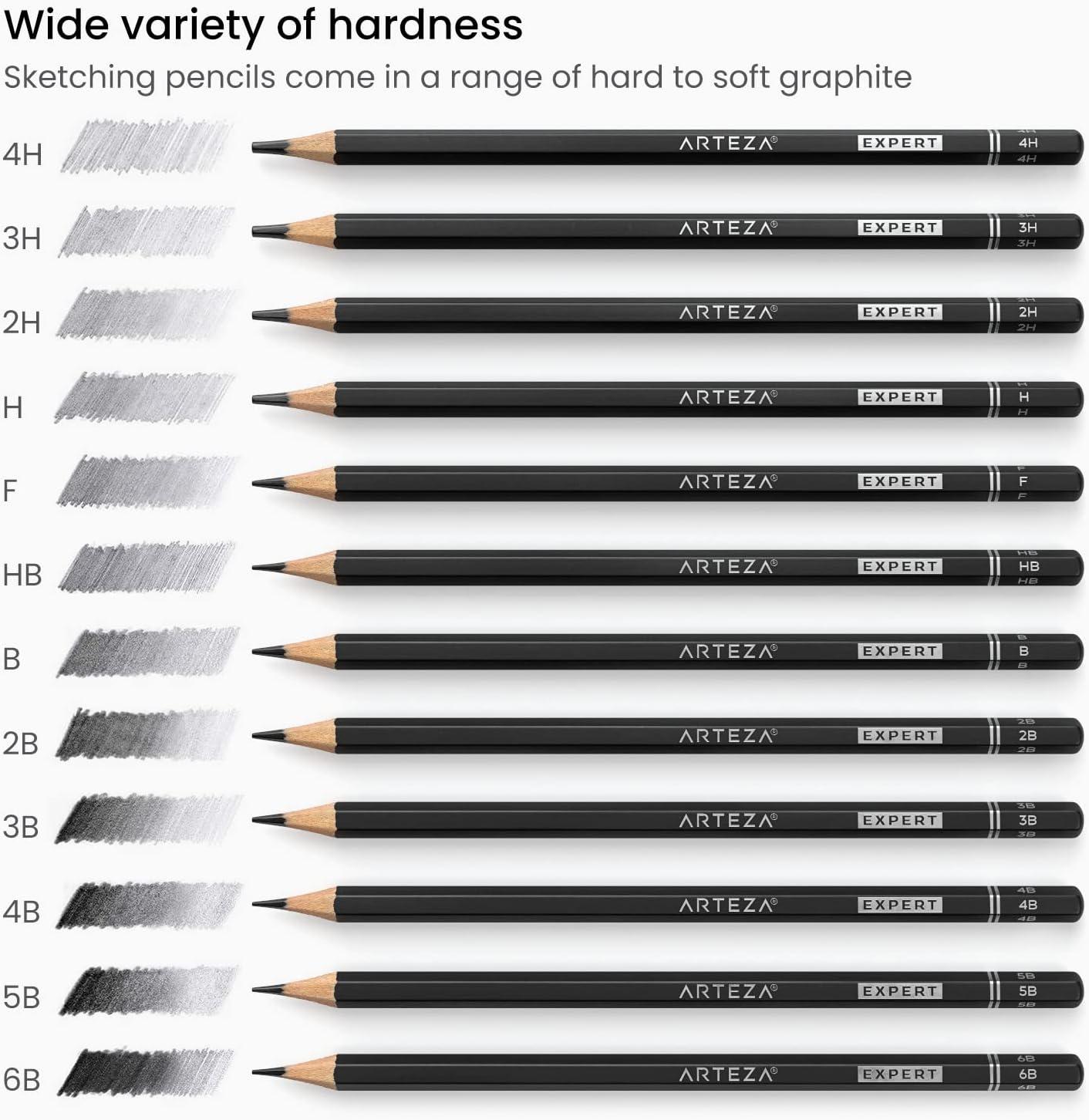 Arteza Hardcover Sketchbooks, Pack of 2, 8.5 x 11 Inches Professional Drawing Sketch Pencils Set of 12, Medium (6B – 4H), Art Supplies for Drawing Art, Sketching, Shading, Artist Pencils