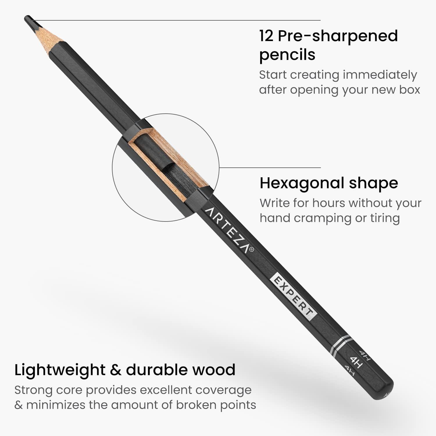 Arteza Hardcover Sketchbooks, Pack of 2, 8.5 x 11 Inches Professional Drawing Sketch Pencils Set of 12, Medium (6B – 4H), Art Supplies for Drawing Art, Sketching, Shading, Artist Pencils