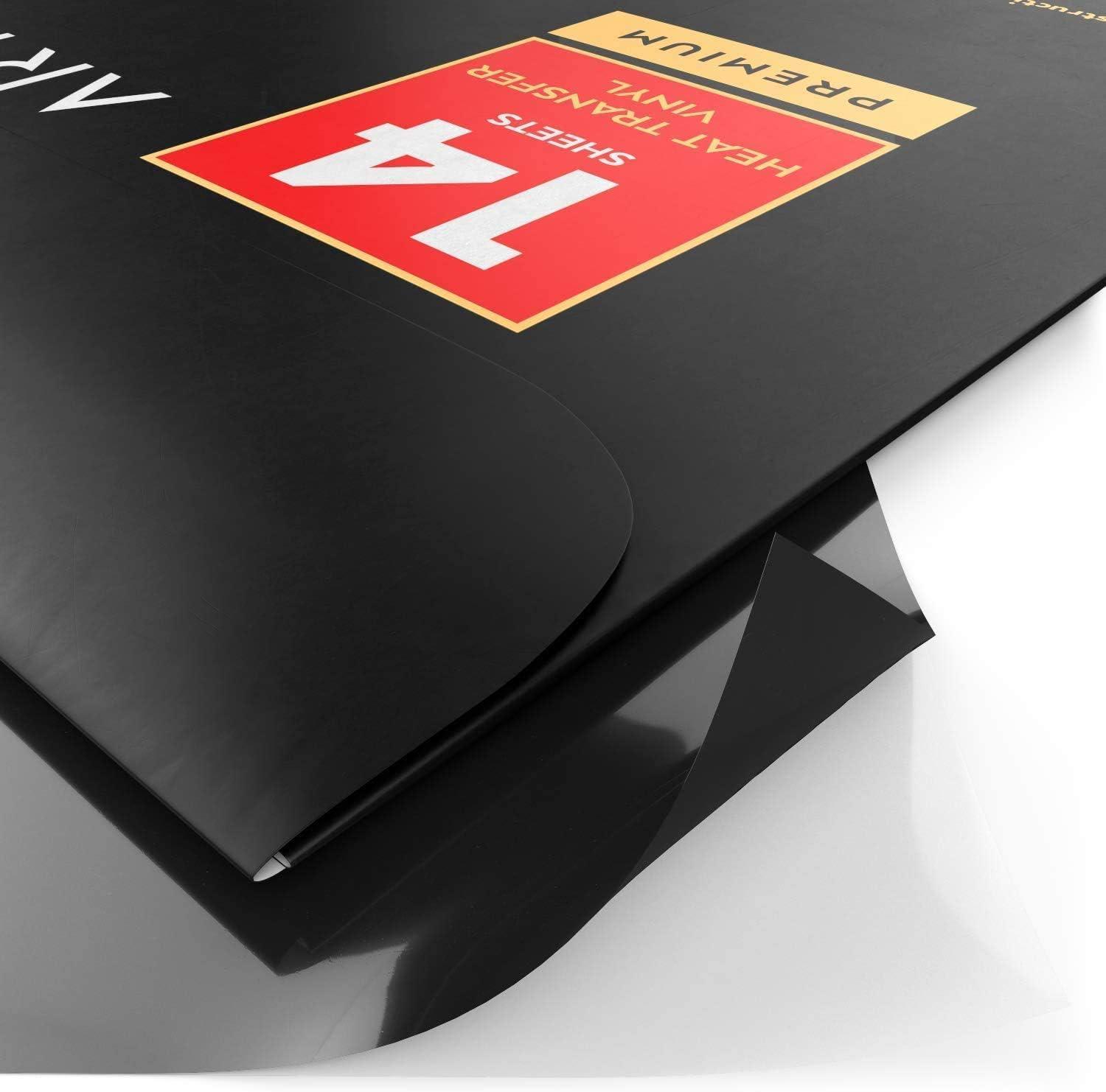 ARTEZA Heat Transfer Vinyl Sheets, 10 x 12 Inches, Pack of 14, Black, Flexible and Easy to Weed, HTV for DIY Projects