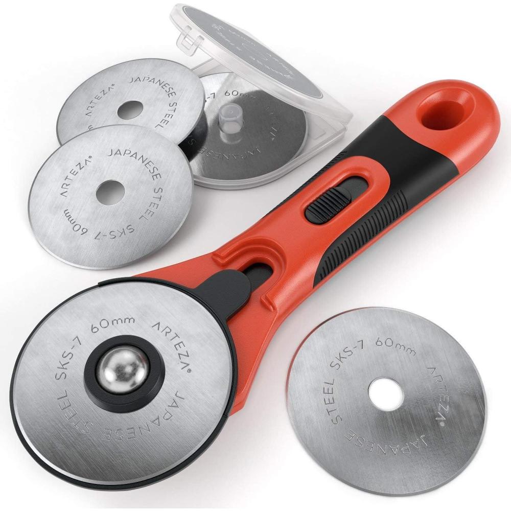 Arteza 60 mm Quilting Rotary Cutter & 6 Replacement Blades (Set of 6)
