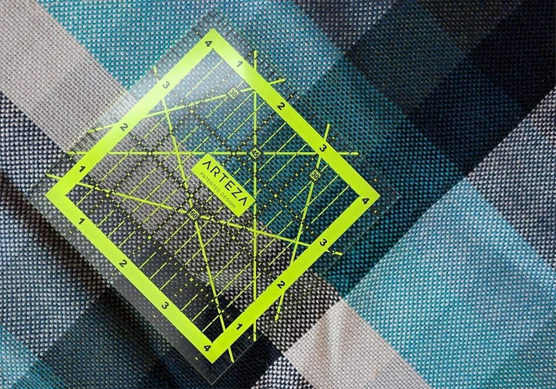 ARTEZA Quilting Ruler, Laser Cut Acrylic, Double Colored Grid Lines, 8.5″x24″(Set 4)