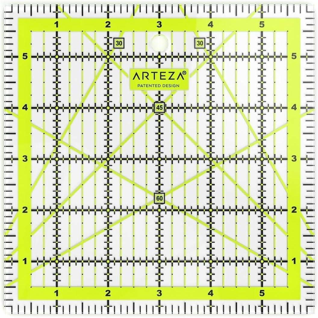 ARTEZA Quilting Ruler, Laser Cut Acrylic, Double Colored Grid Lines, 8.5″x24″(Set 4)