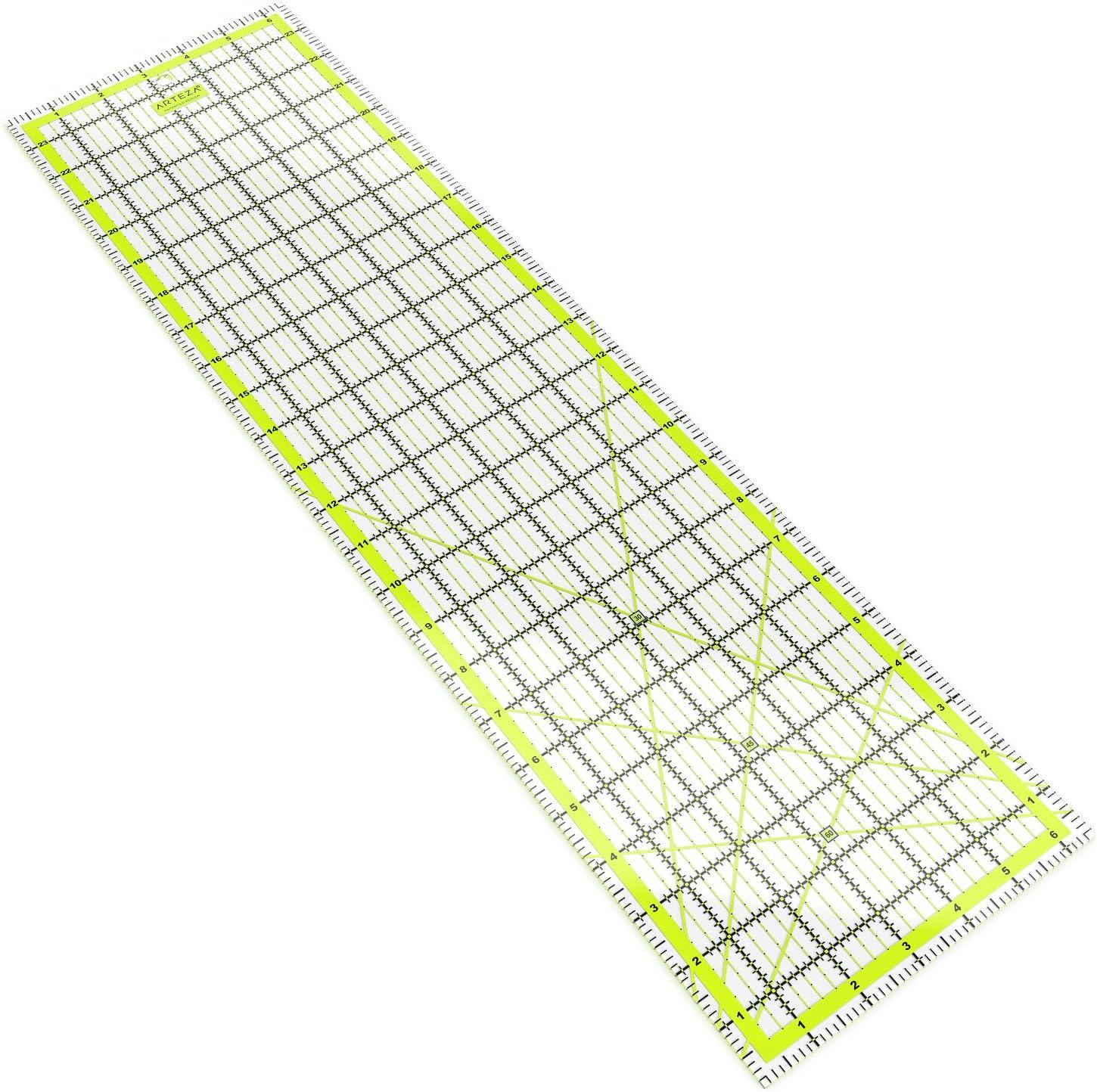 ARTEZA Quilting Ruler, Laser Cut Acrylic, Double Colored Grid Lines, 8.5″x24″(6.5 x 24)