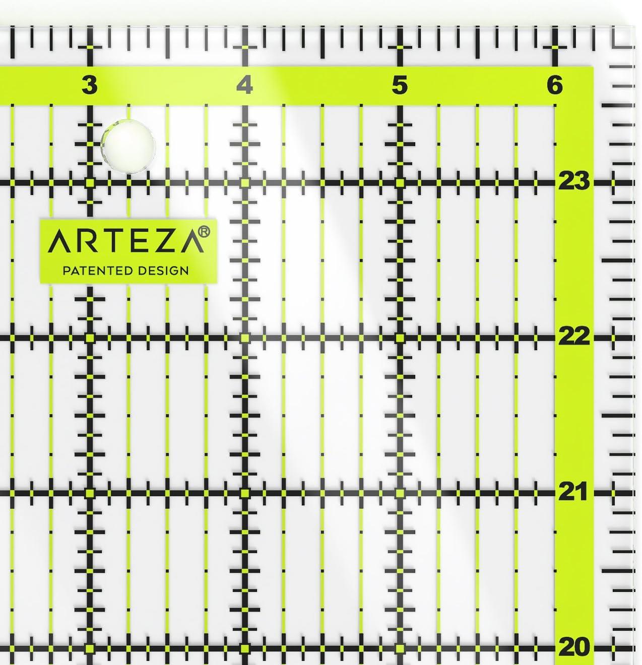 ARTEZA Quilting Ruler, Laser Cut Acrylic, Double Colored Grid Lines, 8.5″x24″(6.5 x 24)