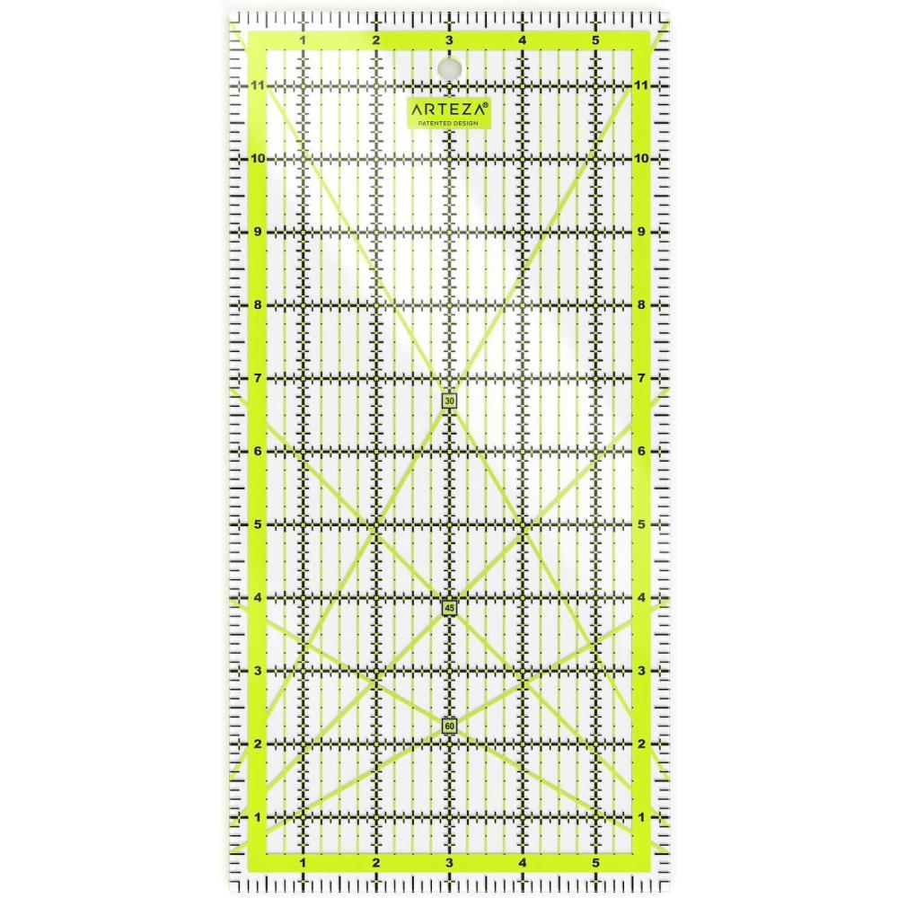 ARTEZA Quilting Ruler, Laser Cut Acrylic, Double Colored Grid Lines, 8.5″x24″(6 x 12)