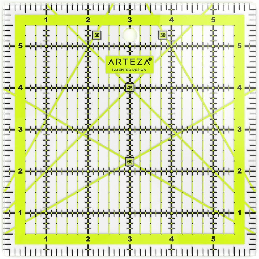 ARTEZA Quilting Ruler, Laser Cut Acrylic, Double Colored Grid Lines, 8.5″x24″(6×6)