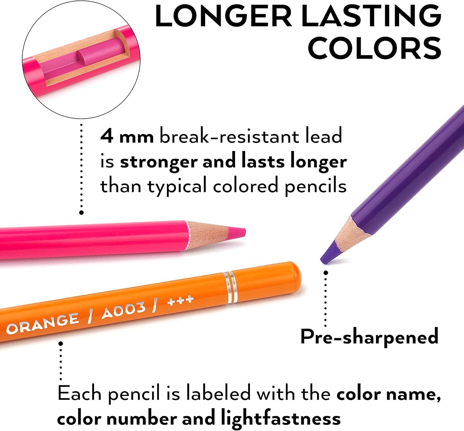ARTEZA Colored Pencils, 120 Wax-Based Color Pencils, Vibrant Coloring Pencils in Tin Box for Adults, Professional Art Supplies