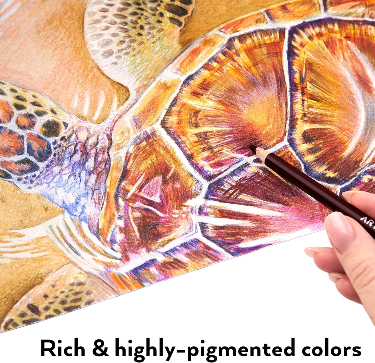 ARTEZA Colored Pencils, 120 Wax-Based Color Pencils, Vibrant Coloring Pencils in Tin Box for Adults, Professional Art Supplies