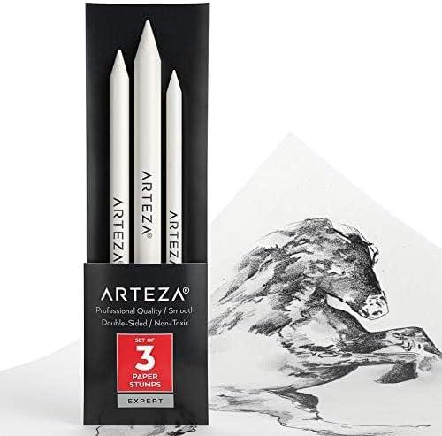 ARTEZA Paper Blending Stump Set — Short, Medium, and Large Art Stumps, Art Supplies for Drawing, Smudging, and Smoothing Pastel, Charcoal, Graphite, Colored Pencil, and Chalk