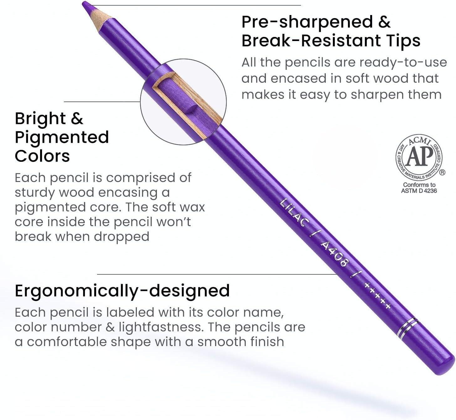 ARTEZA Colored Pencils 72 Soft Wax-Based Color Pencils for Adults & Artists. Pre-Sharpened Drawing Set for Blending, Coloring, Shading & Sketching. Professional Art Supplies in Tin Box, Holiday Gift(Set of 48 (Tin Case))