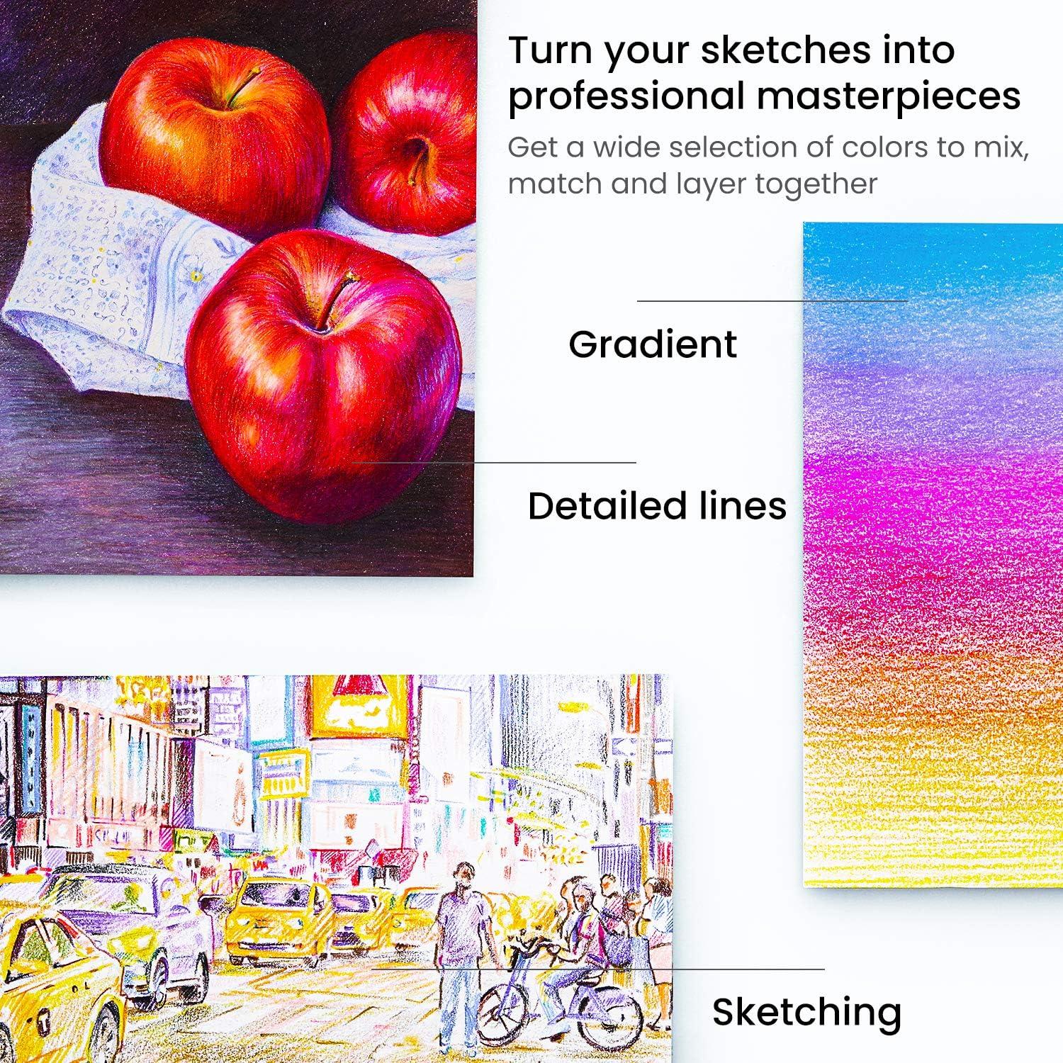 ARTEZA Colored Pencils 72 Soft Wax-Based Color Pencils for Adults & Artists. Pre-Sharpened Drawing Set for Blending, Coloring, Shading & Sketching. Professional Art Supplies in Tin Box, Holiday Gift(Set of 48 (Tin Case))
