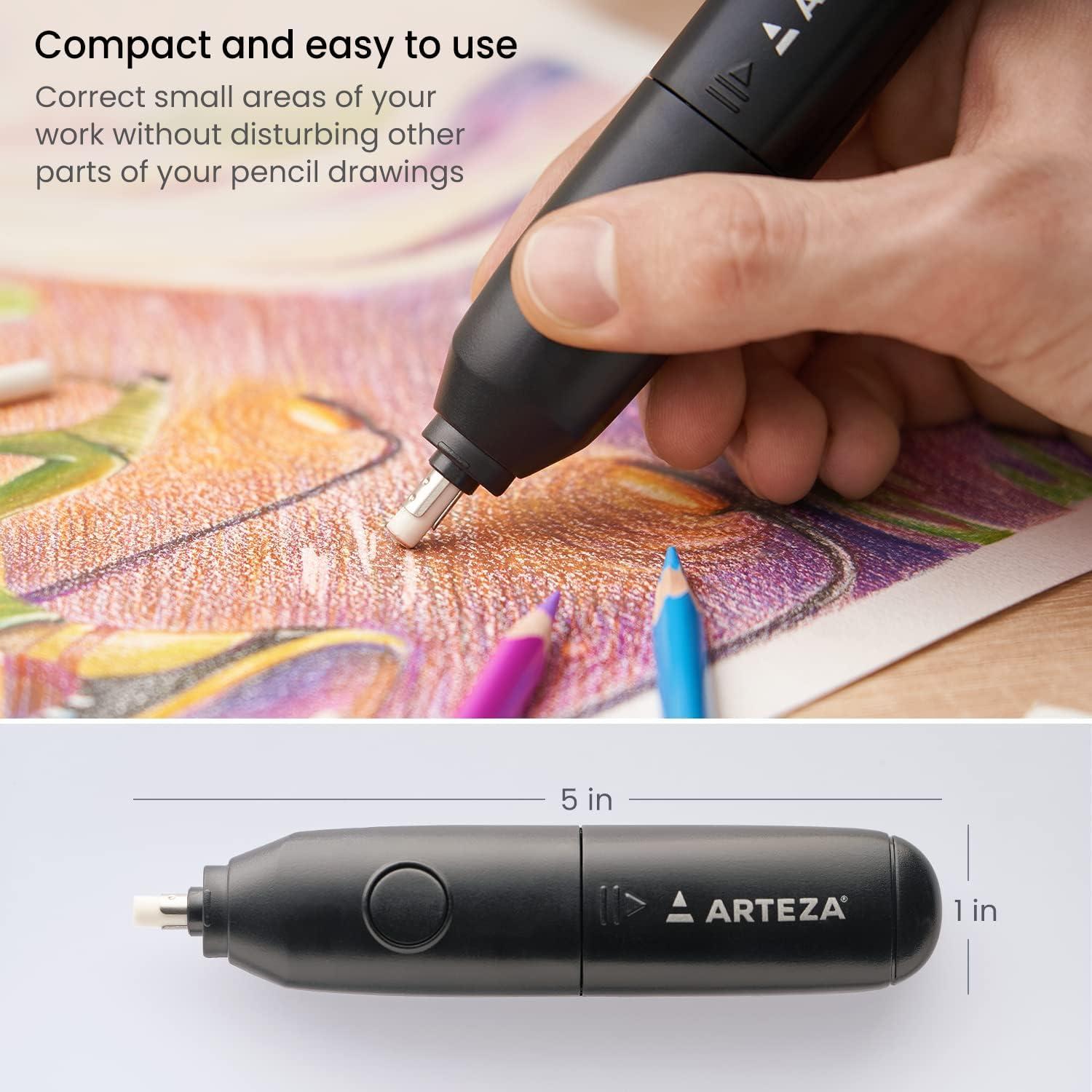 Arteza Pencil Sharpener and Electric Eraser Set, Black, for 8-mm Pencils, 20 Eraser Refills, Office Supplies for Teachers, Students, Classrooms, and Art Studios(Sharpener and Eraser)