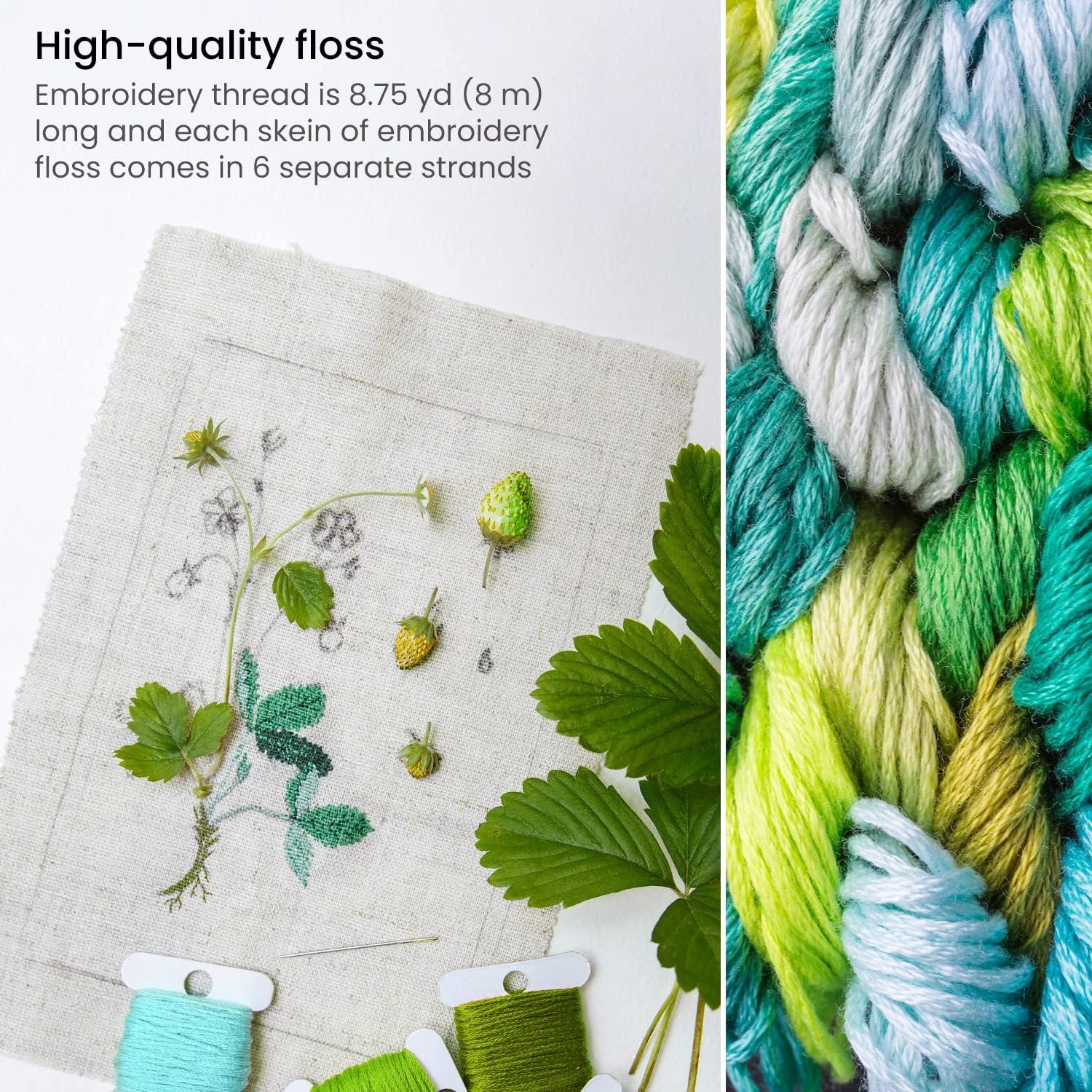ARTEZA Embroidery Thread Pack, 80 Skeins, Royal Blue, Teal, Dark Blue, & Light Blue(Green)