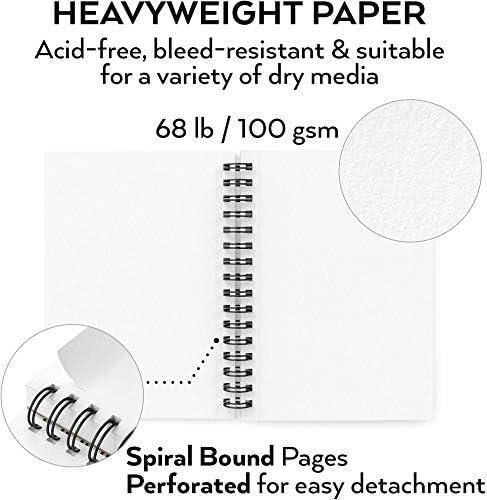 ARTEZA Sketch Book, 1 Pack, 100 Sheets Each and Arteza White Charcoal Pencils, Pack of 12, Smooth Medium-Hard Sketching Crayons, Art Supplies for Drawing and Highlighting